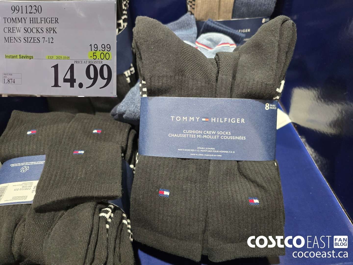 9911230 TOMMY HILFIGER CREW SOCK 8PK MENS SIZES 7-12 ($5.00 INSTANT SAVINGS EXPIRES ON 2025-10-05) $14.99