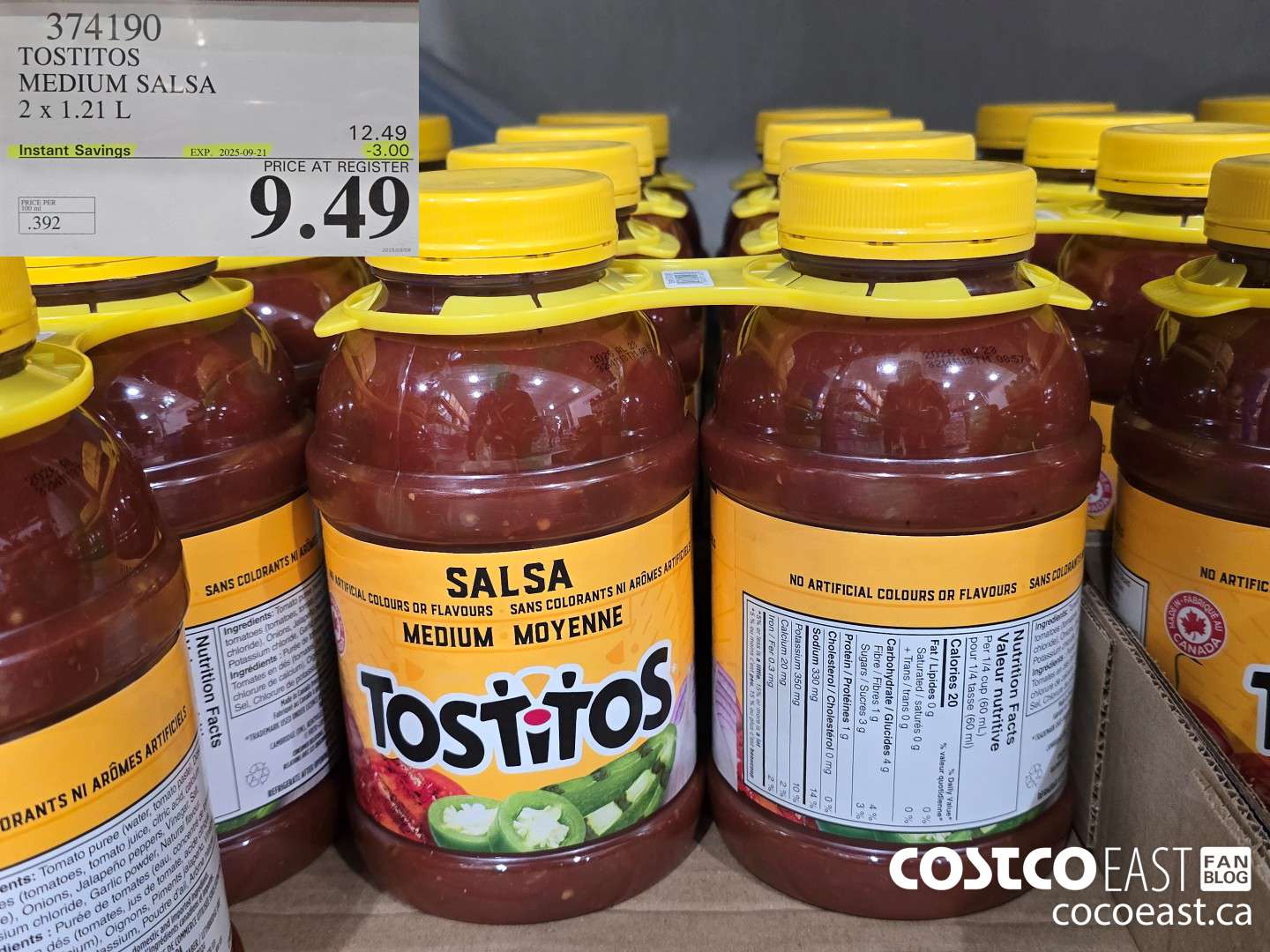 374190 TOSTITOS MEDIUM SALSA 2 X 1.21 L ($3.00 INSTANT SAVINGS EXPIRES ON 2025-09-21) $9.49