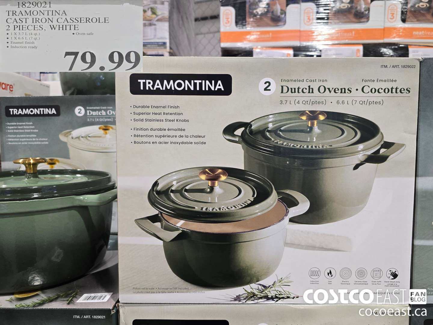 1829021 TRAMONTINA CAST IRON CASSEROLE 2 PIECES, WHITE $79.99