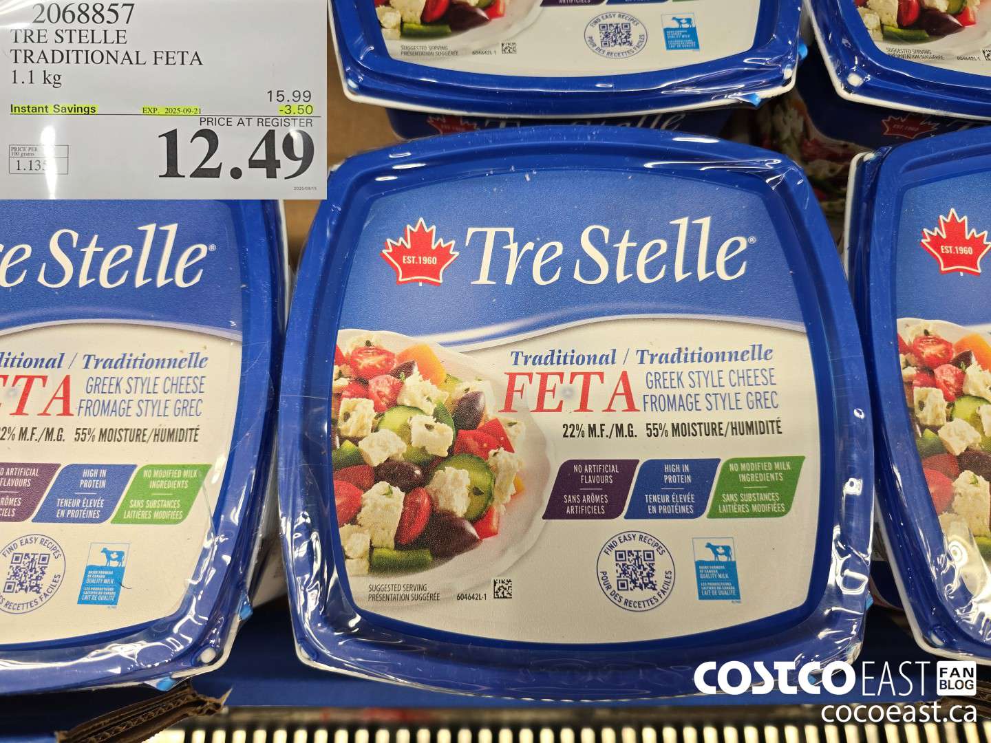 2068857 TRE STELLE TRADITIONAL FETA 1.1 KG ($3.50 INSTANT SAVINGS EXPIRES ON 2025-09-21) $12.49