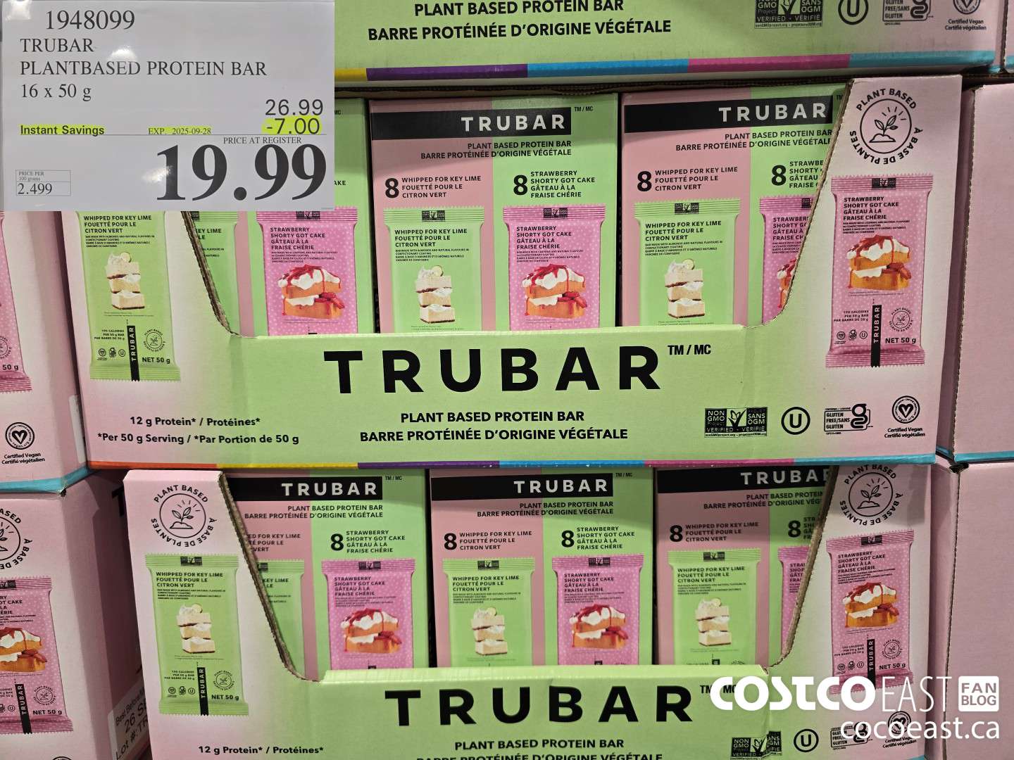 1948099 TRUBAR PROTEIN BAR 16 X 50g ($7.00 INSTANT SAVINGS EXPIRES ON 2025-09-28) $19.99