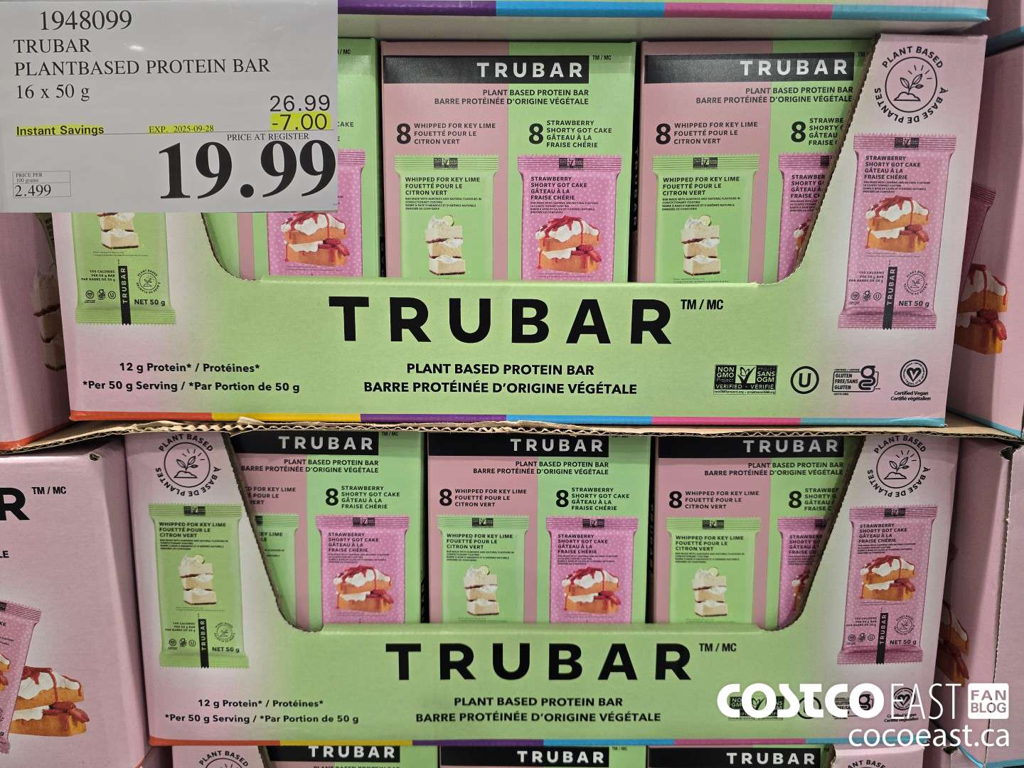 1948099 TRUBAR PROTEIN BAR 16 X 50g ($7.00 INSTANT SAVINGS EXPIRES ON 2025-09-28) $19.99