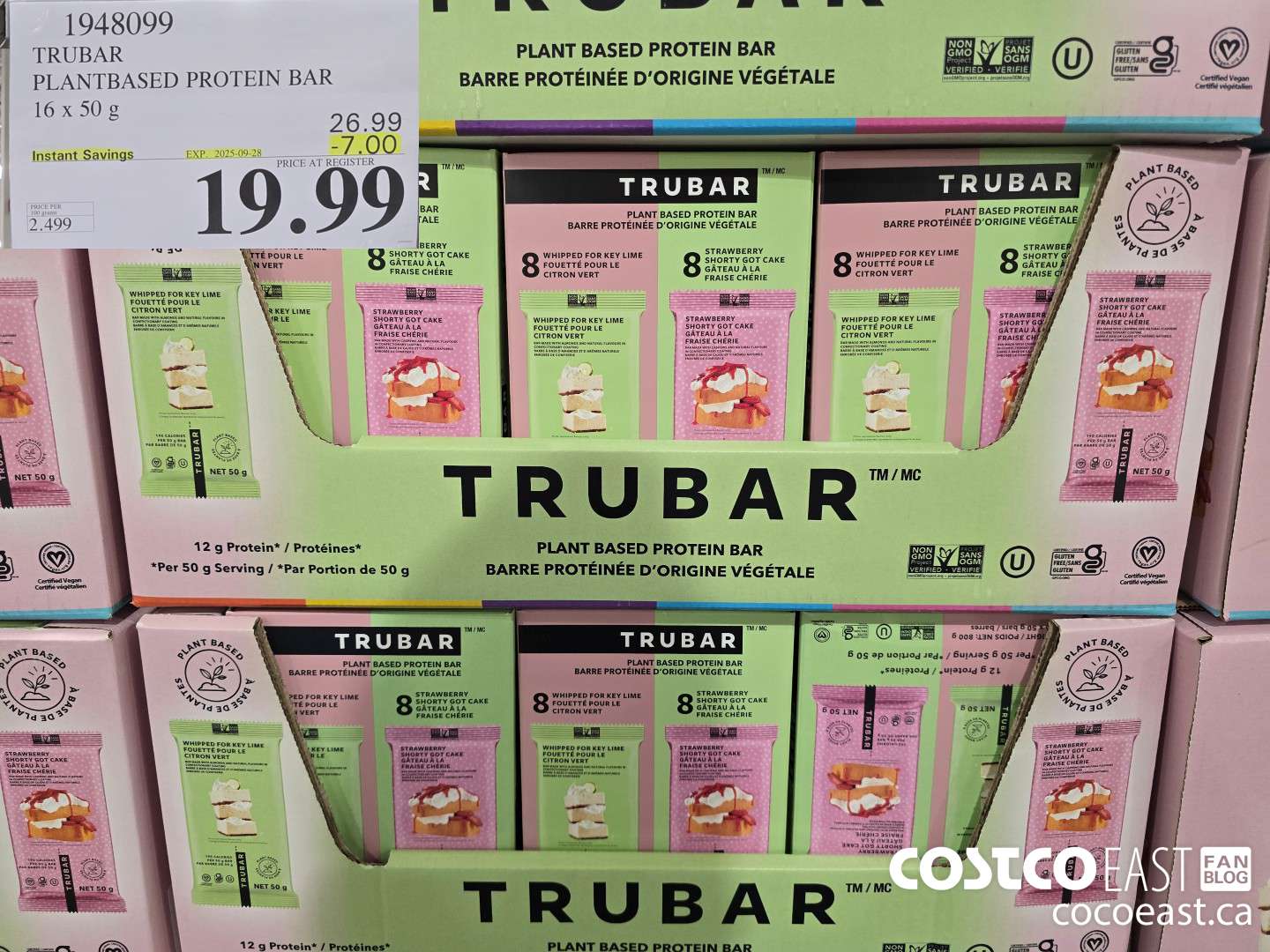 1948099 TRUBAR PROTEIN BAR 16 X 50g ($7.00 INSTANT SAVINGS EXPIRES ON 2025-09-28) $19.99