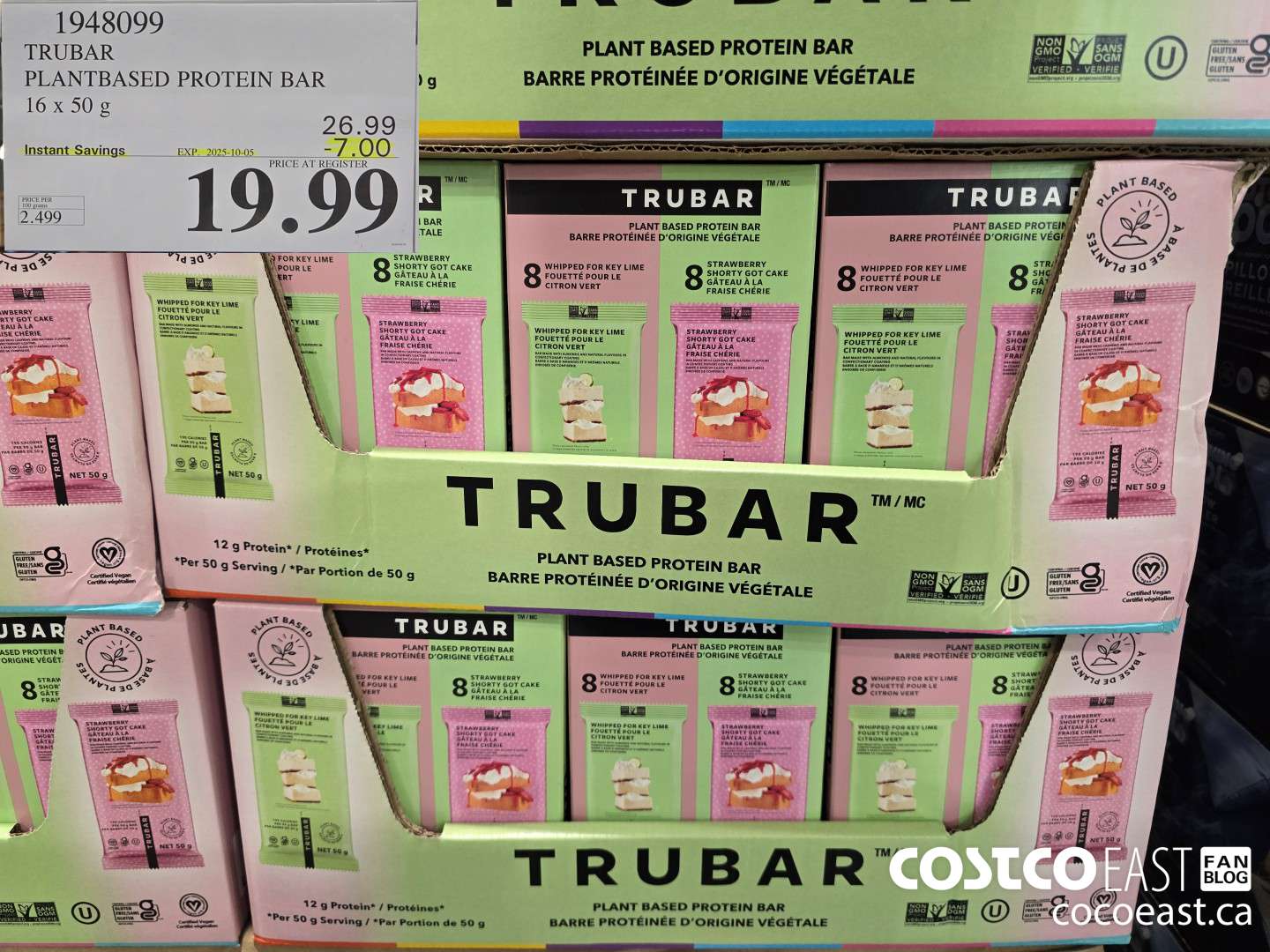 1948099 TRUBAR PROTEIN BAR 16 X 50g ($7.00 INSTANT SAVINGS EXPIRES ON 2025-10-05) $19.99