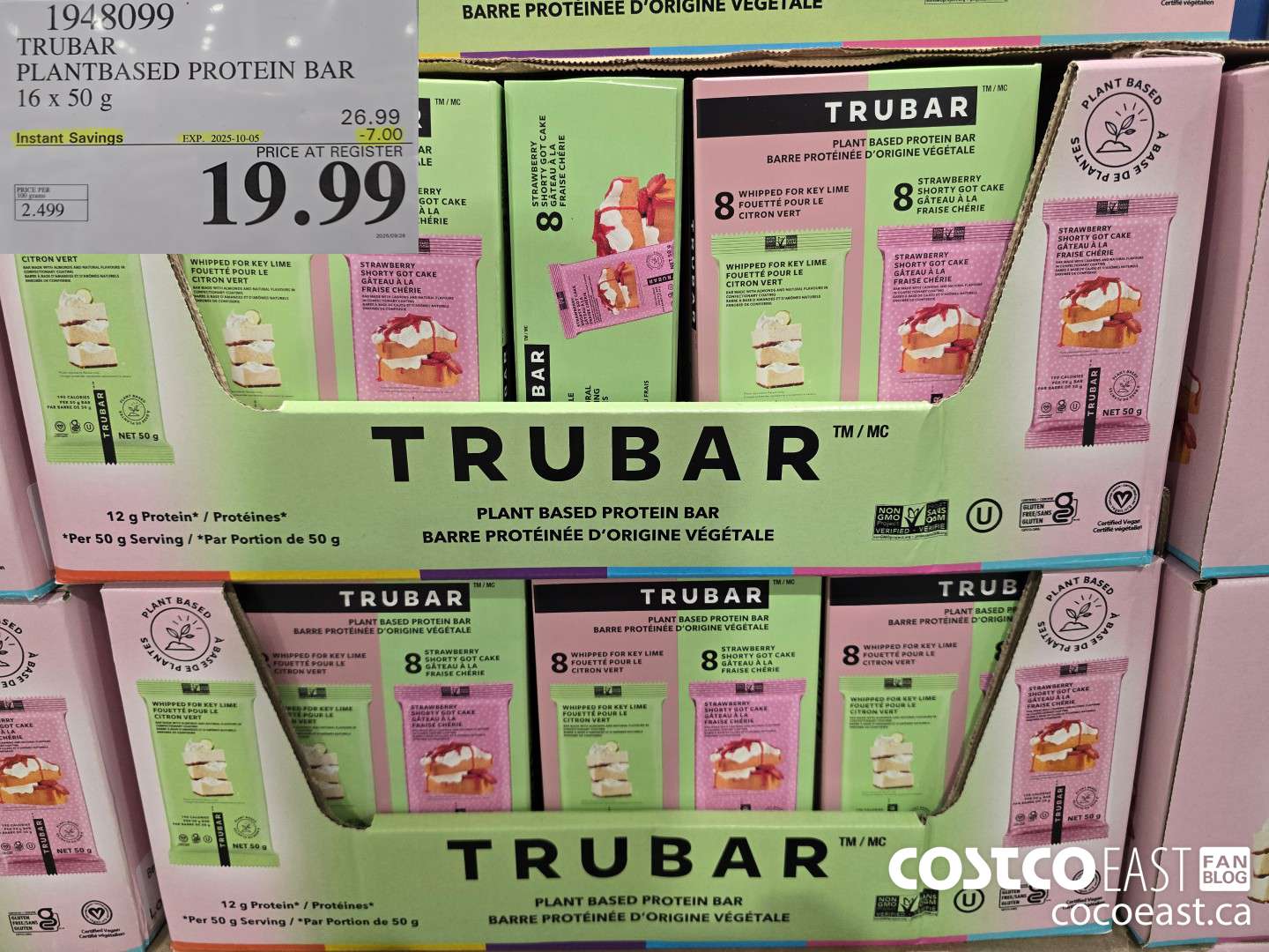 1948099 TRUBAR PROTEIN BAR 16 X 50g ($7.00 INSTANT SAVINGS EXPIRES ON 2025-10-05) $19.99