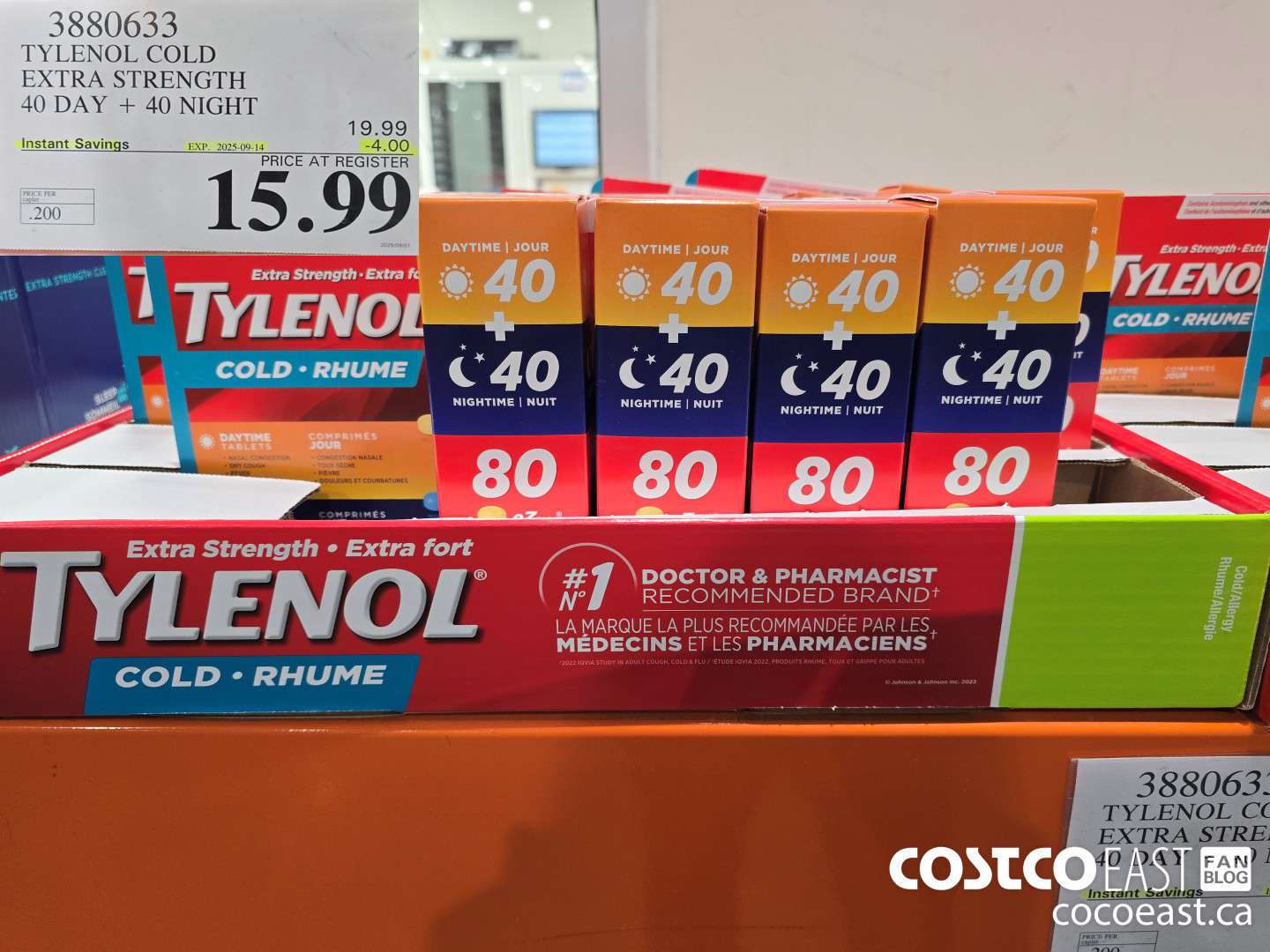 3880633 TYLENOL COLD EXTRA STRENGTH 40 day + 40 night ($4.00 INSTANT SAVINGS EXPIRES ON 2025-09-14) $15.99