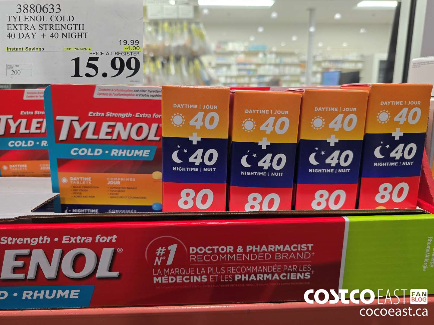 3880633 TYLENOL COLD EXTRA STRENGTH 40 day + 40 night ($4.00 INSTANT SAVINGS EXPIRES ON 2025-09-14) $15.99