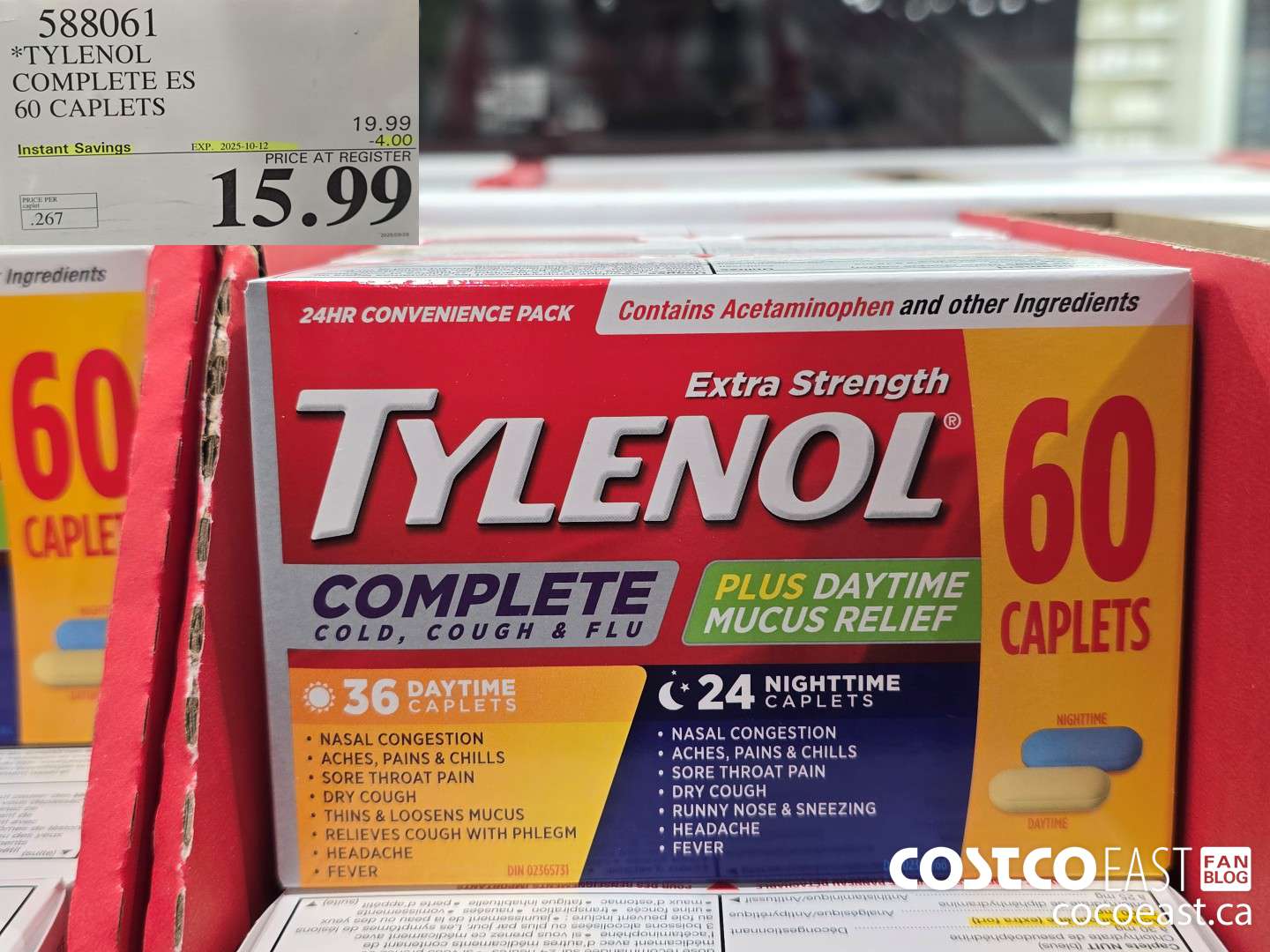 588061 TYLENOL COMPLETE ES 60 CAPLETS ($4.00 INSTANT SAVINGS EXPIRES ON 2025-10-12) $15.99