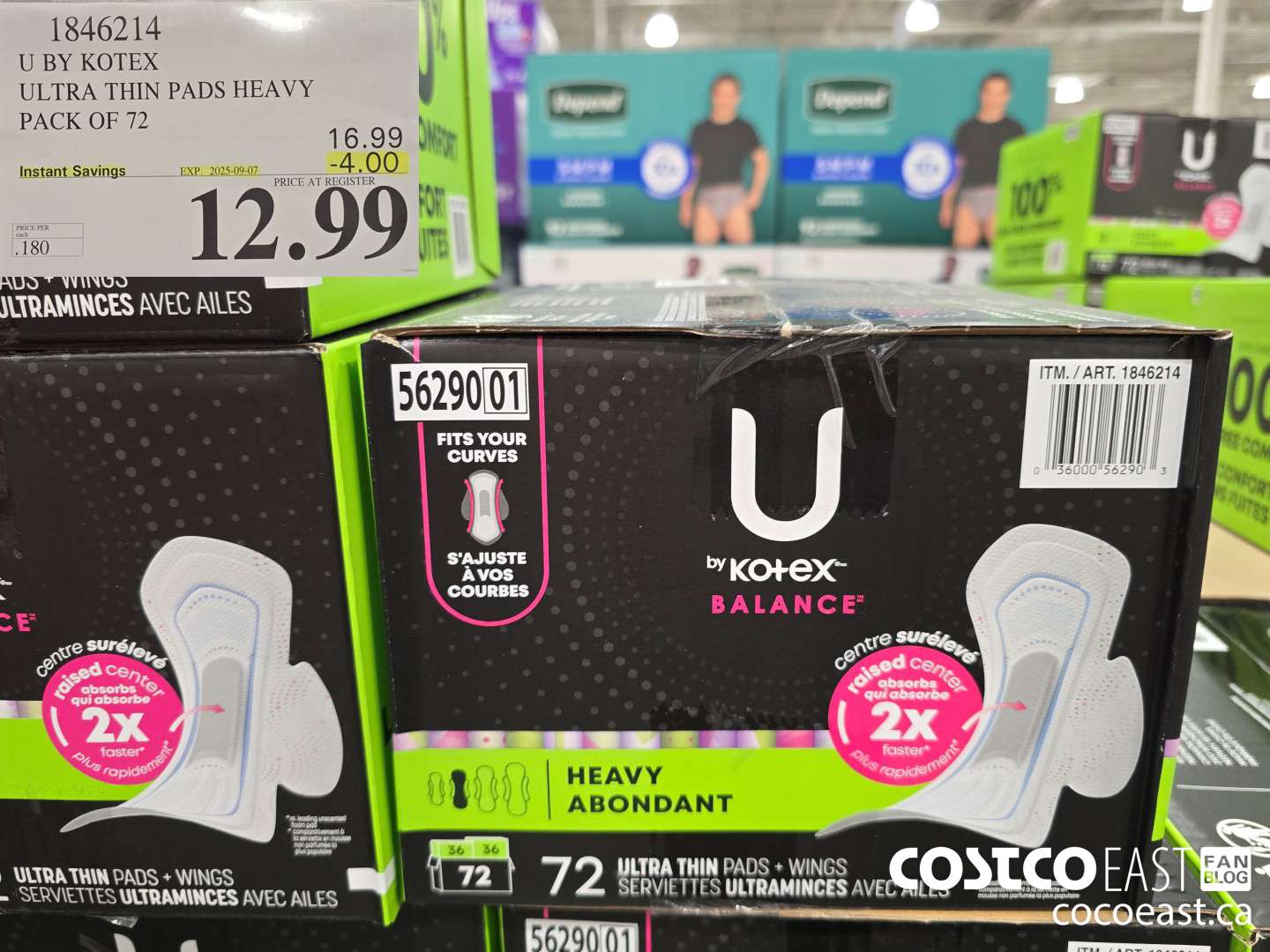 1846214 U BY KOTEX ULTRA THIN PADS HEAVY PACK OF 72 ($4.00 INSTANT SAVINGS EXPIRES ON 2025-09-07) $12.99
