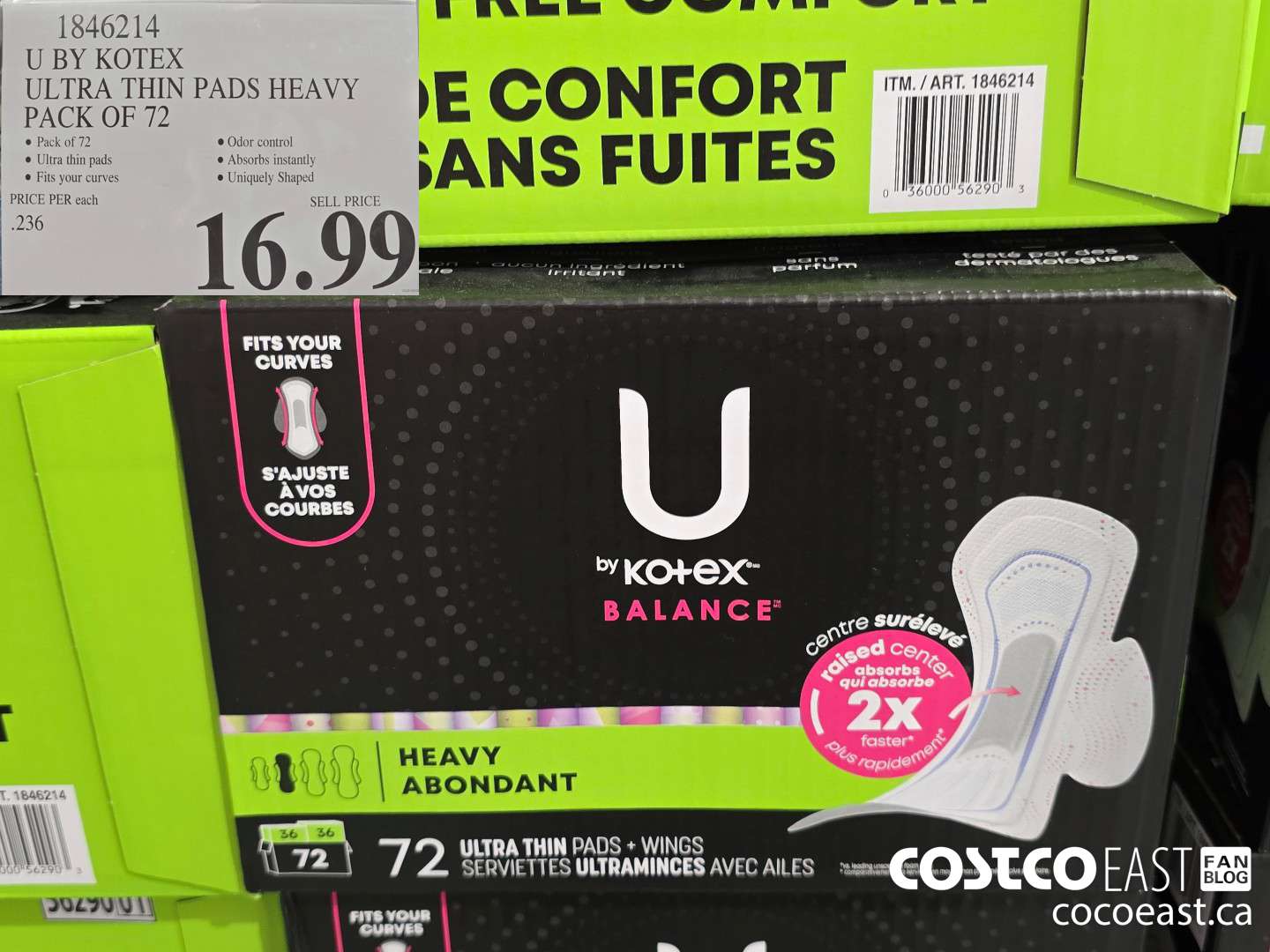 1846214 U BY KOTEX ULTRA THIN PADS HEAVY PACK OF 72 $16.99