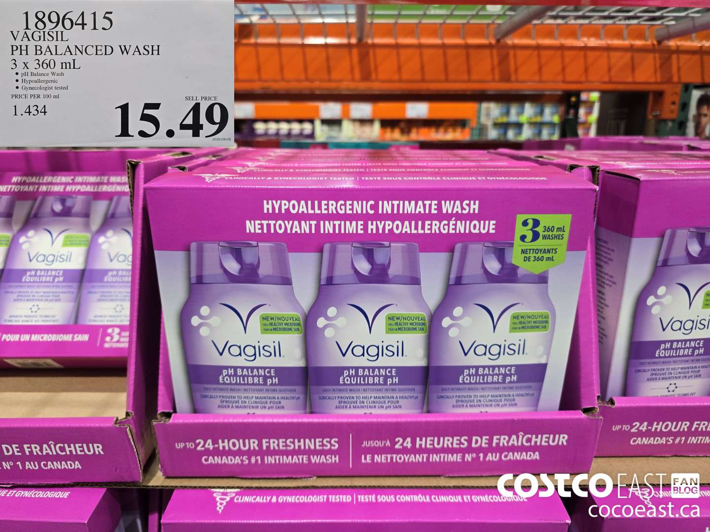 1896415 VAGISIL PH BALANCED WASH 3 x 360 mL $15.49