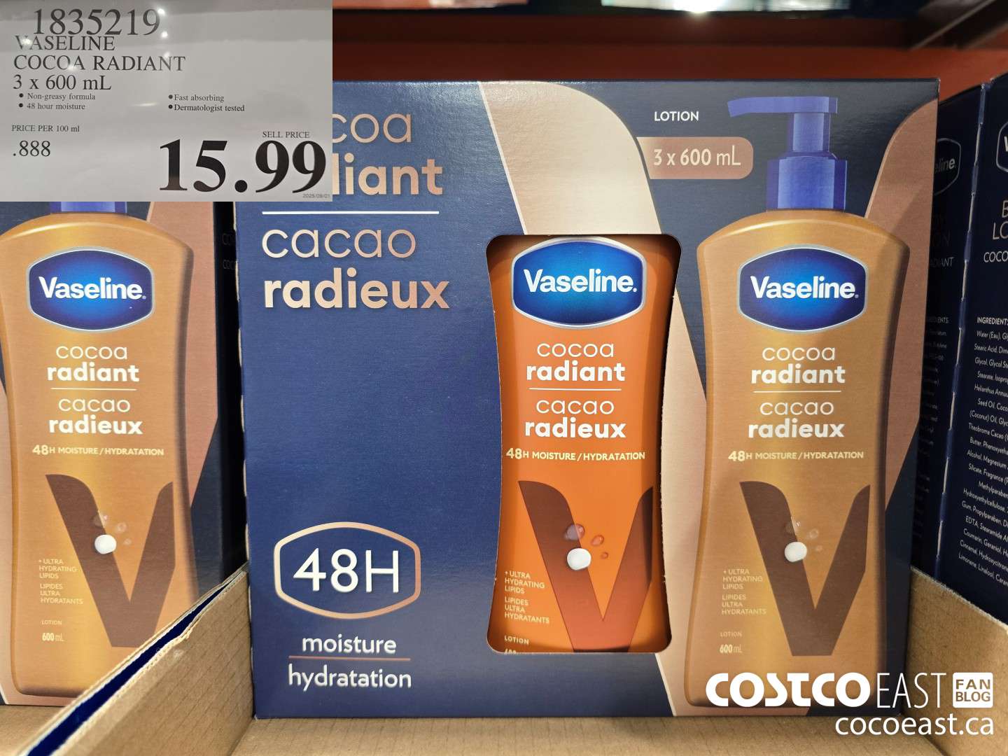 1835219 VASELINE COCOA RADIANT 3 x 600 mL $15.99