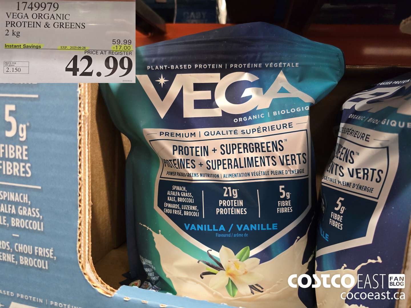 1749979 VEGA ORGANIC PROTEIN & GREENS 2 KG ($17.00 INSTANT SAVINGS EXPIRES ON 2025-09-28) $42.99