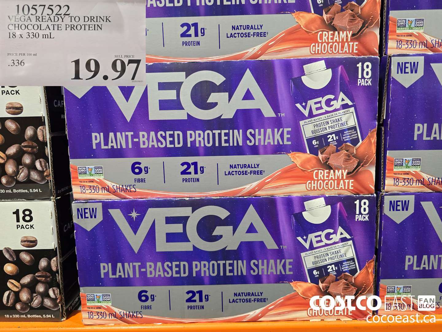 1057522 VEGA READY TO DRINK CHOCOLATE PROTEIN 18 x 330 mL $19.97
