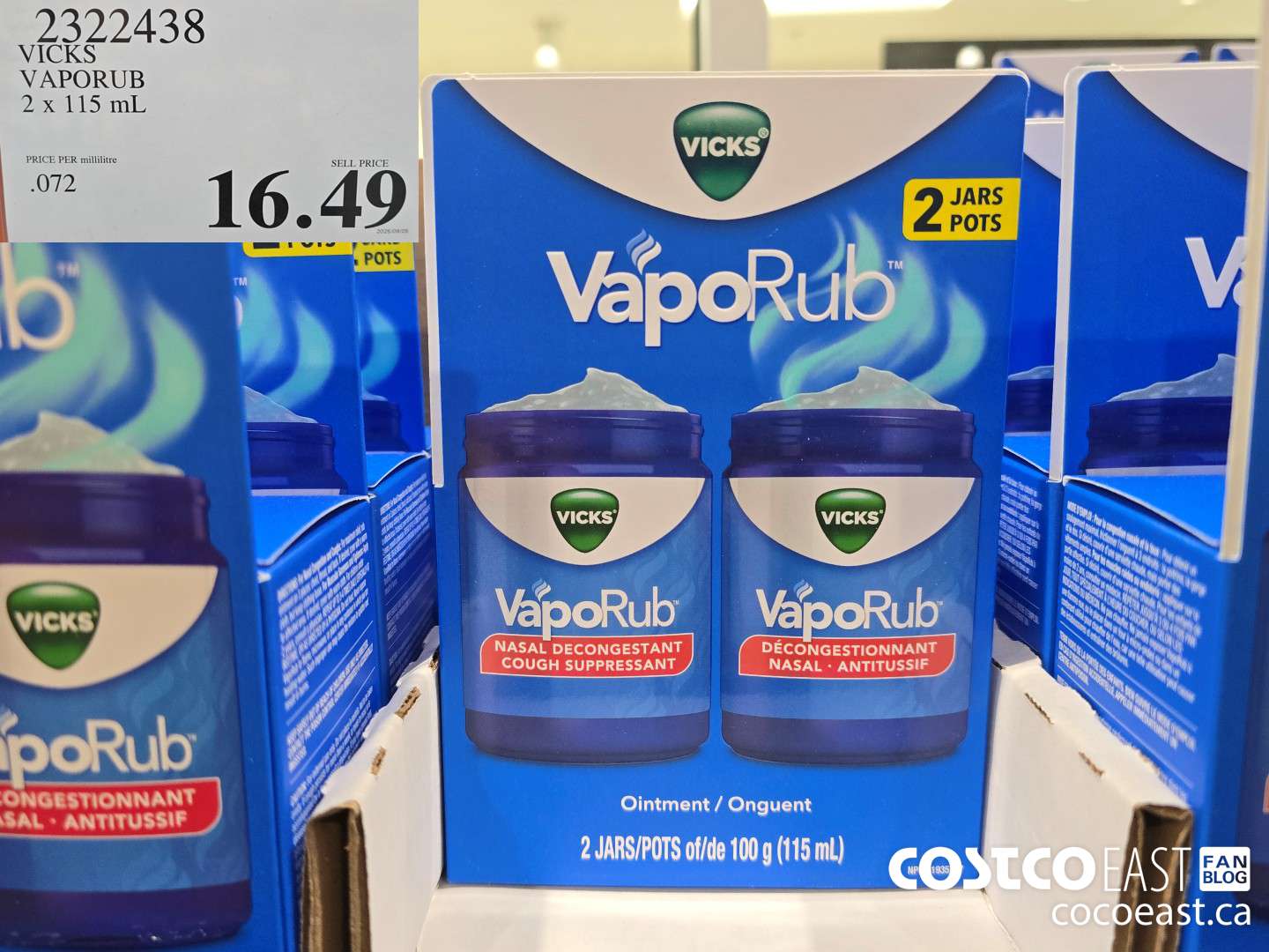 2322438 VICKS VAPORUB 2 X 115 ml $16.49
