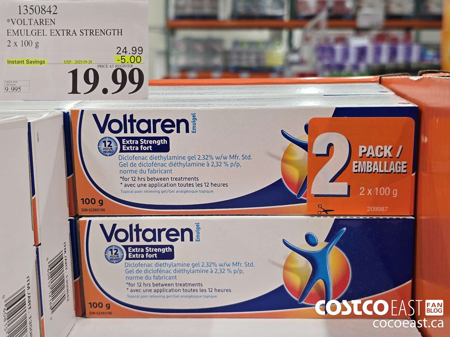 1350842 VOLTAREN EMULGEL ES 2 X 100 G ($5.00 INSTANT SAVINGS EXPIRES ON 2025-09-28) $19.99