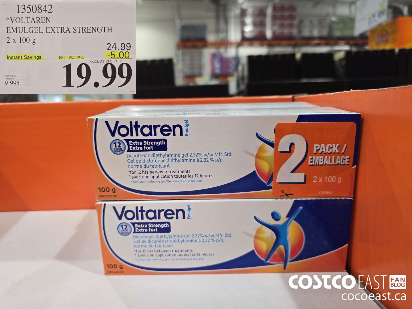 1350842 VOLTAREN EMULGEL ES 2 X 100 G ($5.00 INSTANT SAVINGS EXPIRES ON 2025-09-28) $19.99