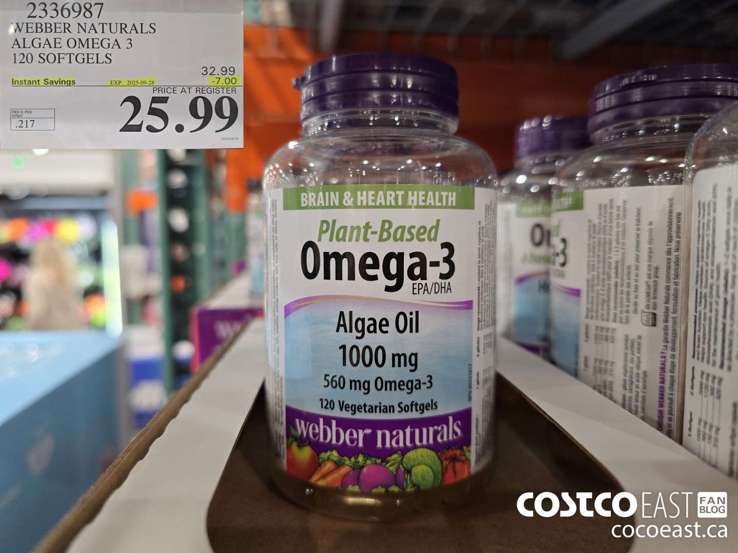 2336987 WEBBER NATURALS ALGAE OMEGA 3 120 SOFTGELS ($7.00 INSTANT SAVINGS EXPIRES ON 2025-09-28) $25.99