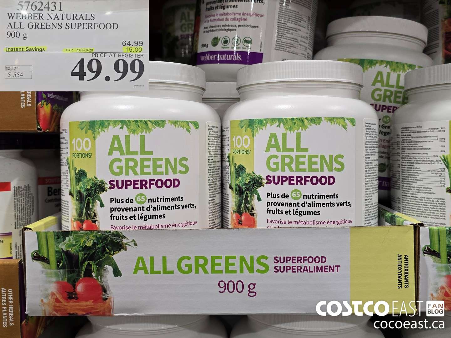 5762431 WEBBER NATURALS ALL GREENS SUPERFOOD 900G ($15.00 INSTANT SAVINGS EXPIRES ON 2025-09-28) $49.99