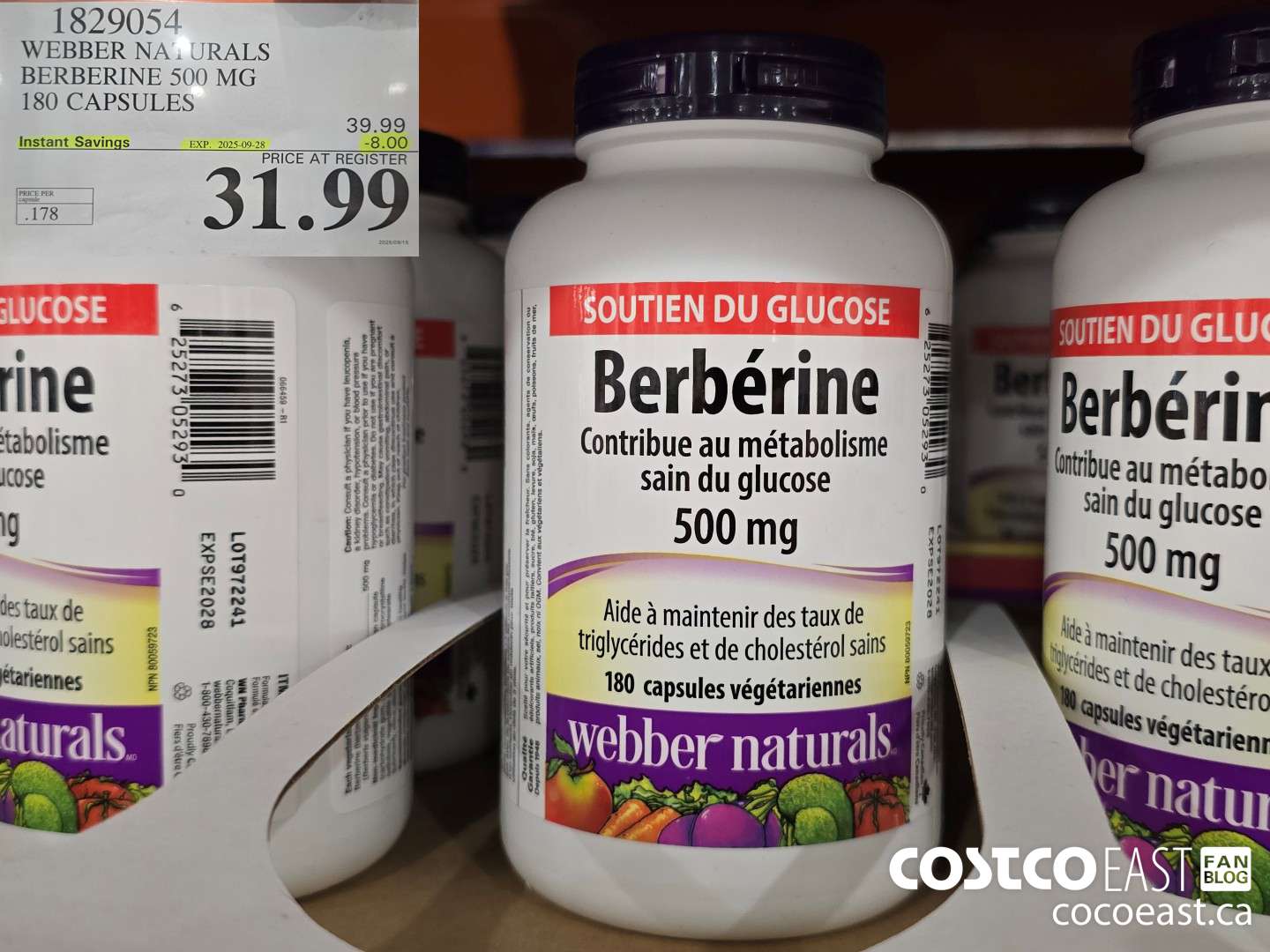1829054 WEBBER NATURALS BERBERINE 500 MG 180 CAPSULES ($8.00 INSTANT SAVINGS EXPIRES ON 2025-09-28) $31.99