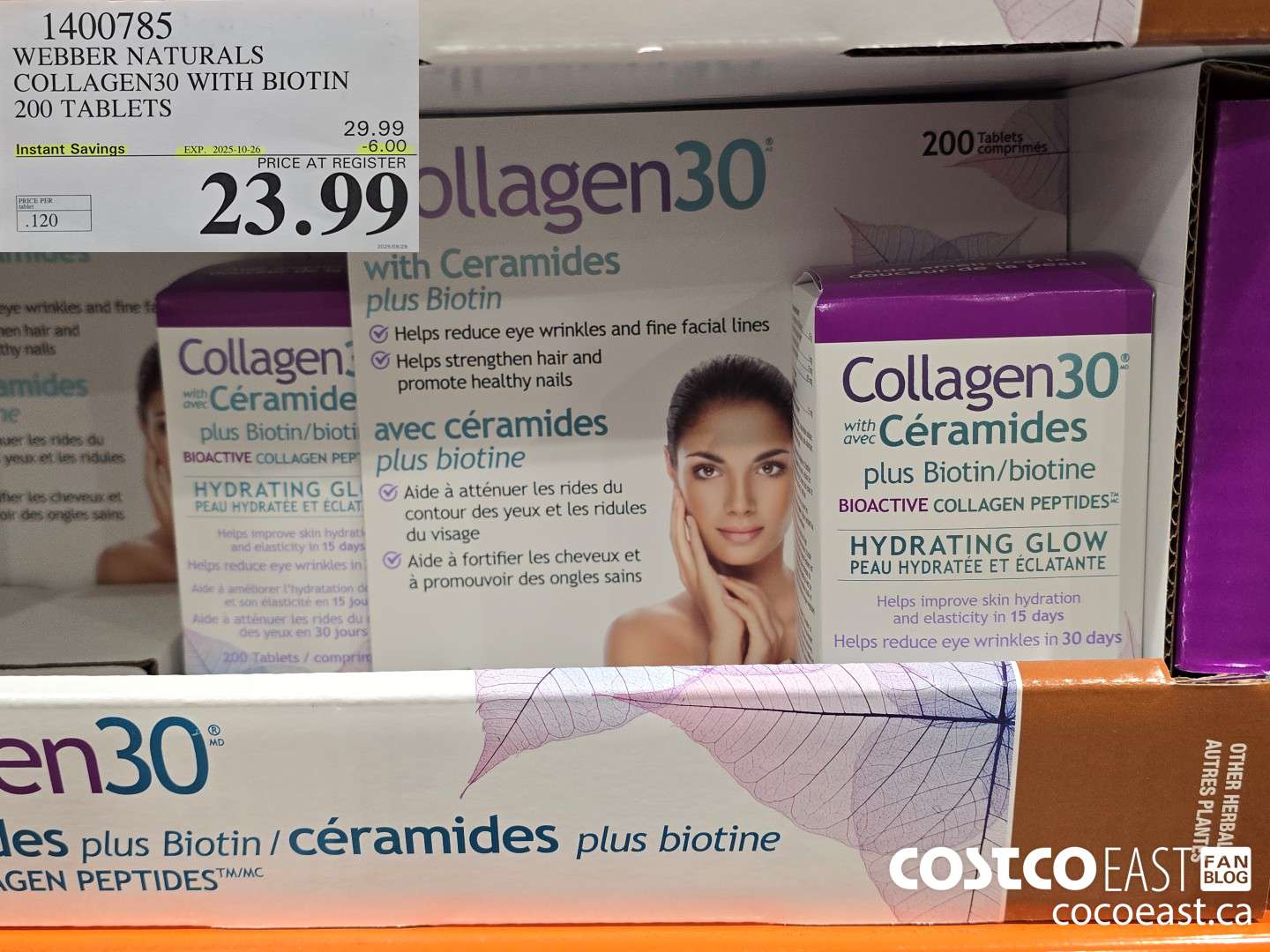 1400785 WEBBER NATURALS COLLAGEN30 WITH BIOTIN & CERAMIDES 200 TABLETS ($6.00 INSTANT SAVINGS EXPIRES ON 2025-10-26) $23.99