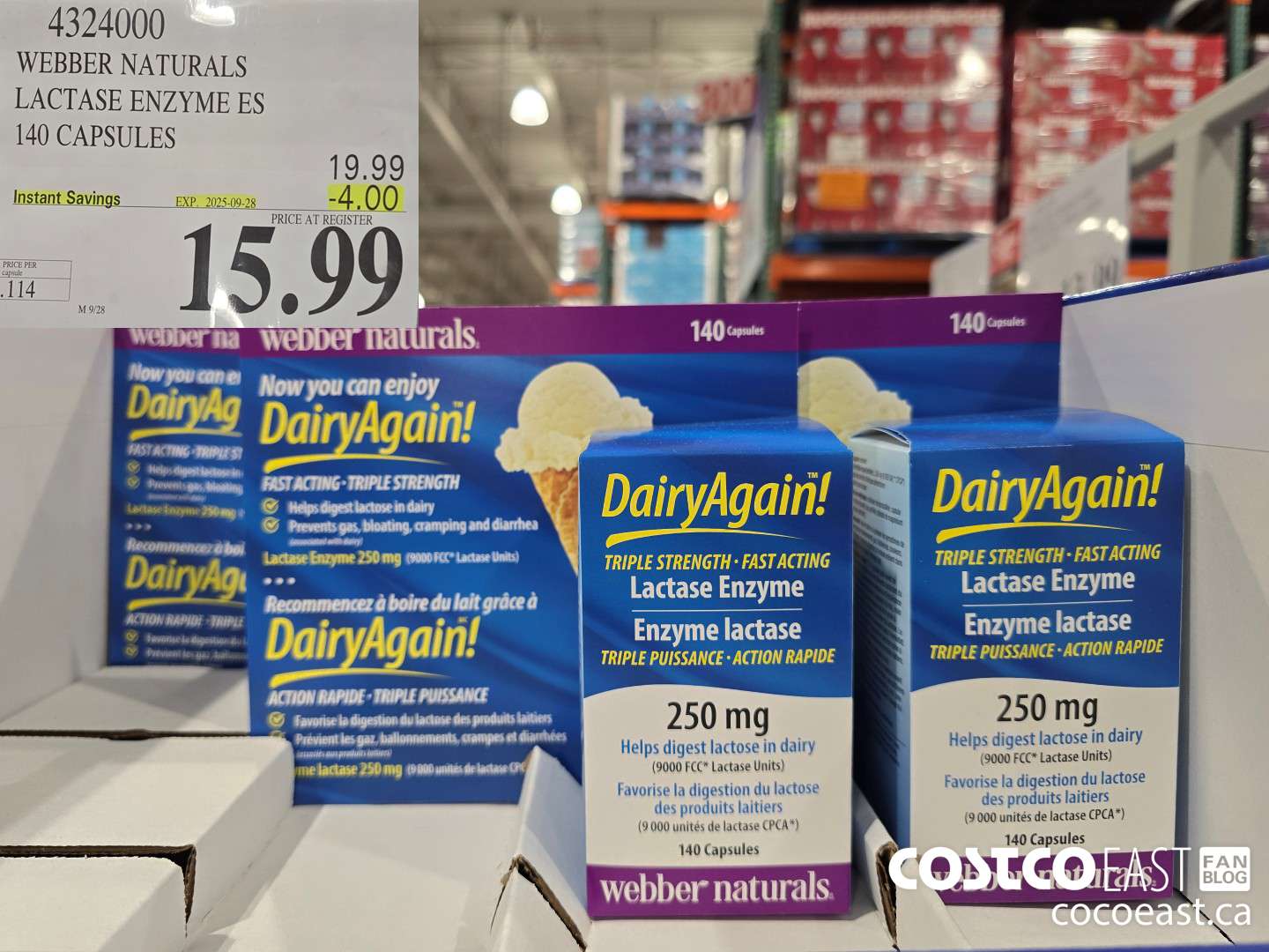 4324000 WEBBER NATURALS LACTASE ENZYME ES 140 CAPSULES ($4.00 INSTANT SAVINGS EXPIRES ON 2025-09-28) $15.99