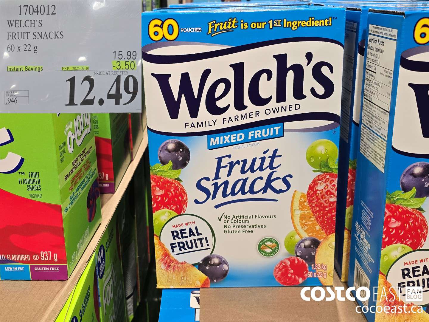1704012 WELCH'S FRUIT SNACKS 60 X 22 G ($3.50 INSTANT SAVINGS EXPIRES ON 2025-09-10) $12.49