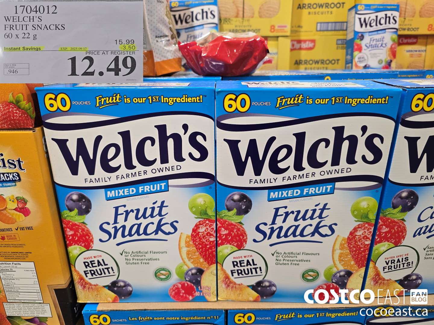 1704012 WELCH'S FRUIT SNACKS 60 X 22 G ($3.50 INSTANT SAVINGS EXPIRES ON 2025-09-17) $12.49