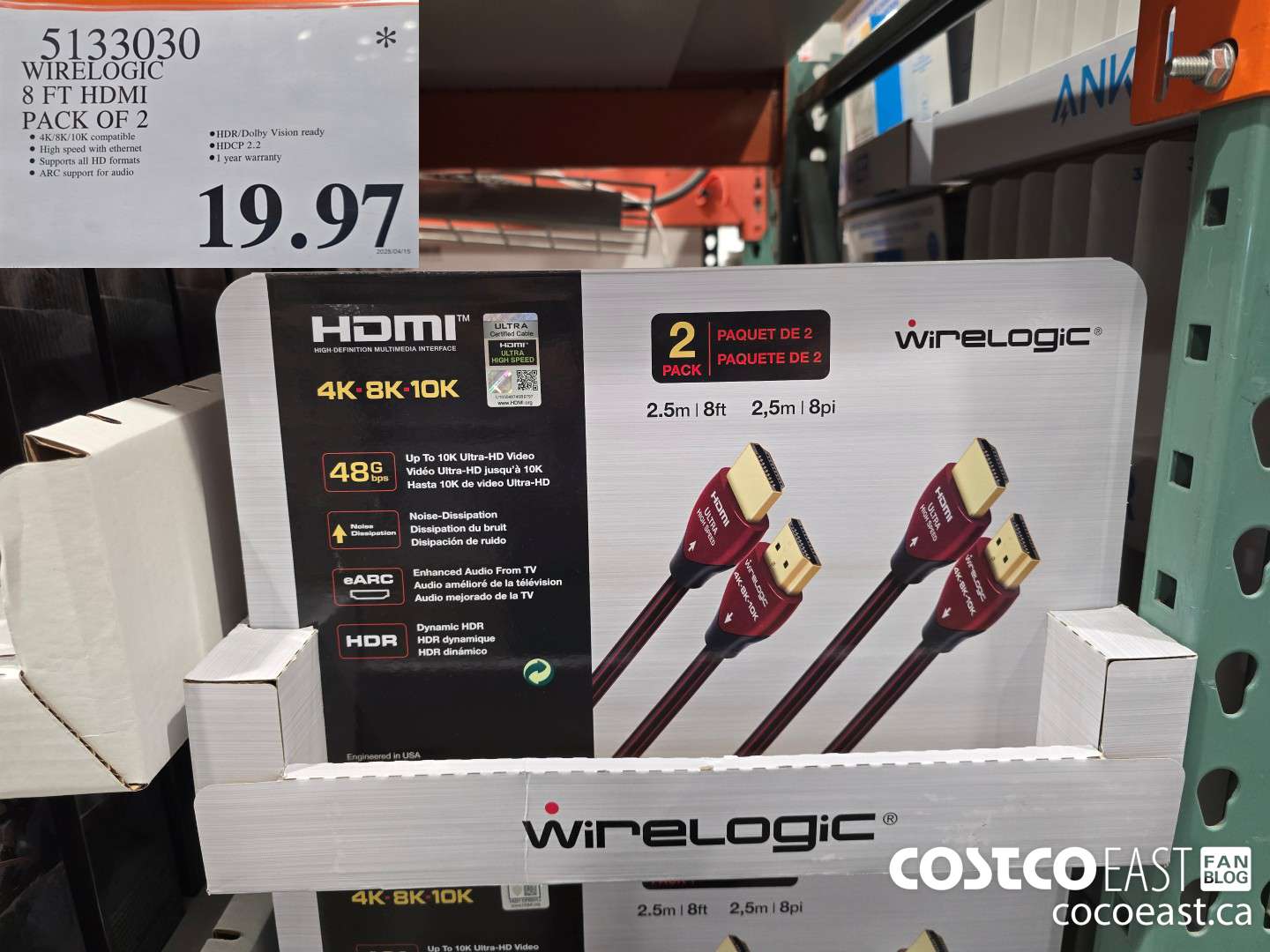 5133030 WIRELOGIC 8 FT HDMI PACK OF 2 $19.97
