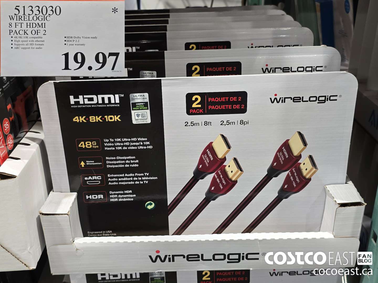 5133030 WIRELOGIC 8 FT HDMI PACK OF 2 $19.97