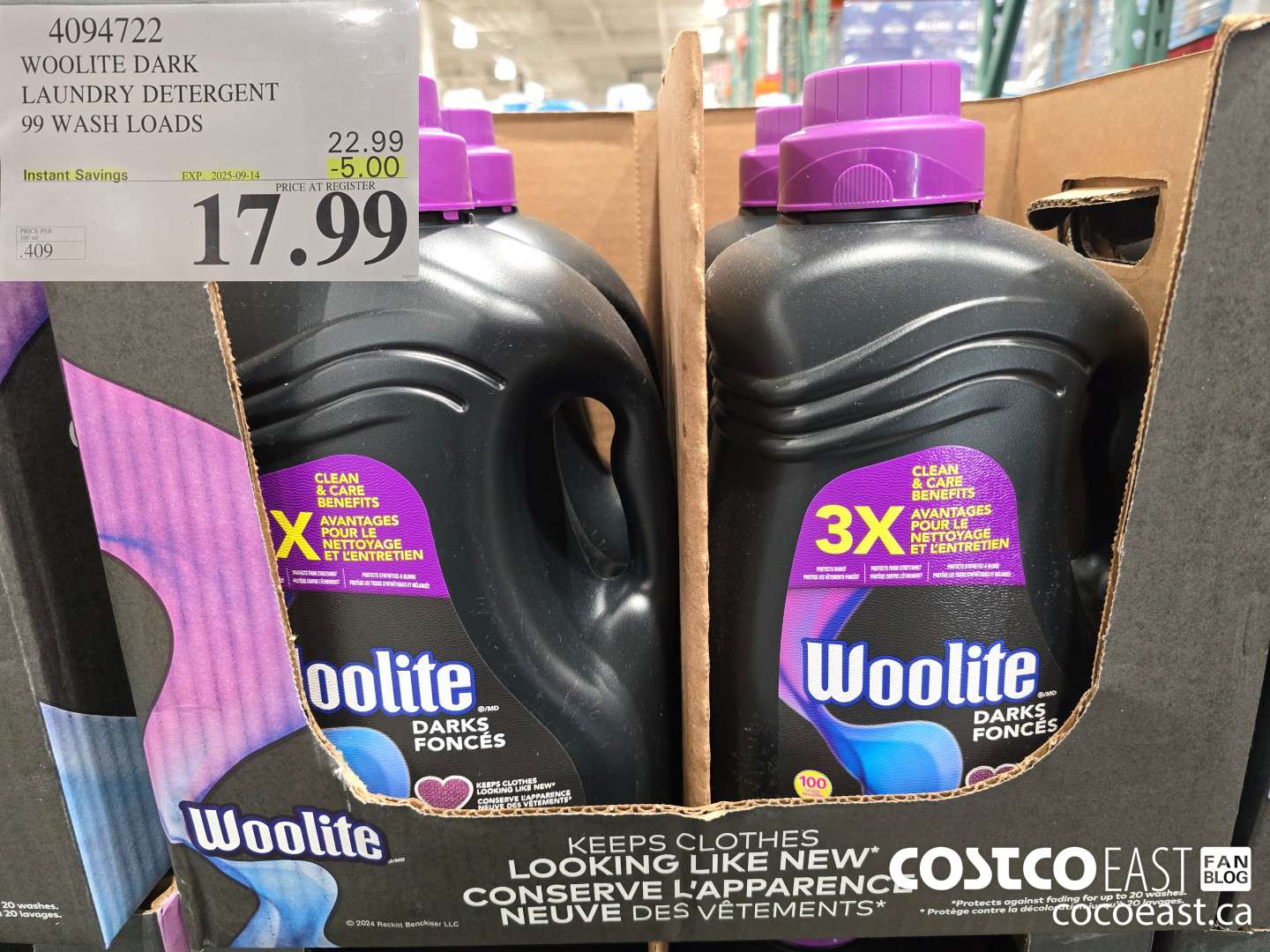 4094722 WOOLITE DARK LAUNDRY DETERGENT 99 wash loads ($5.00 INSTANT SAVINGS EXPIRES ON 2025-09-14) $17.99
