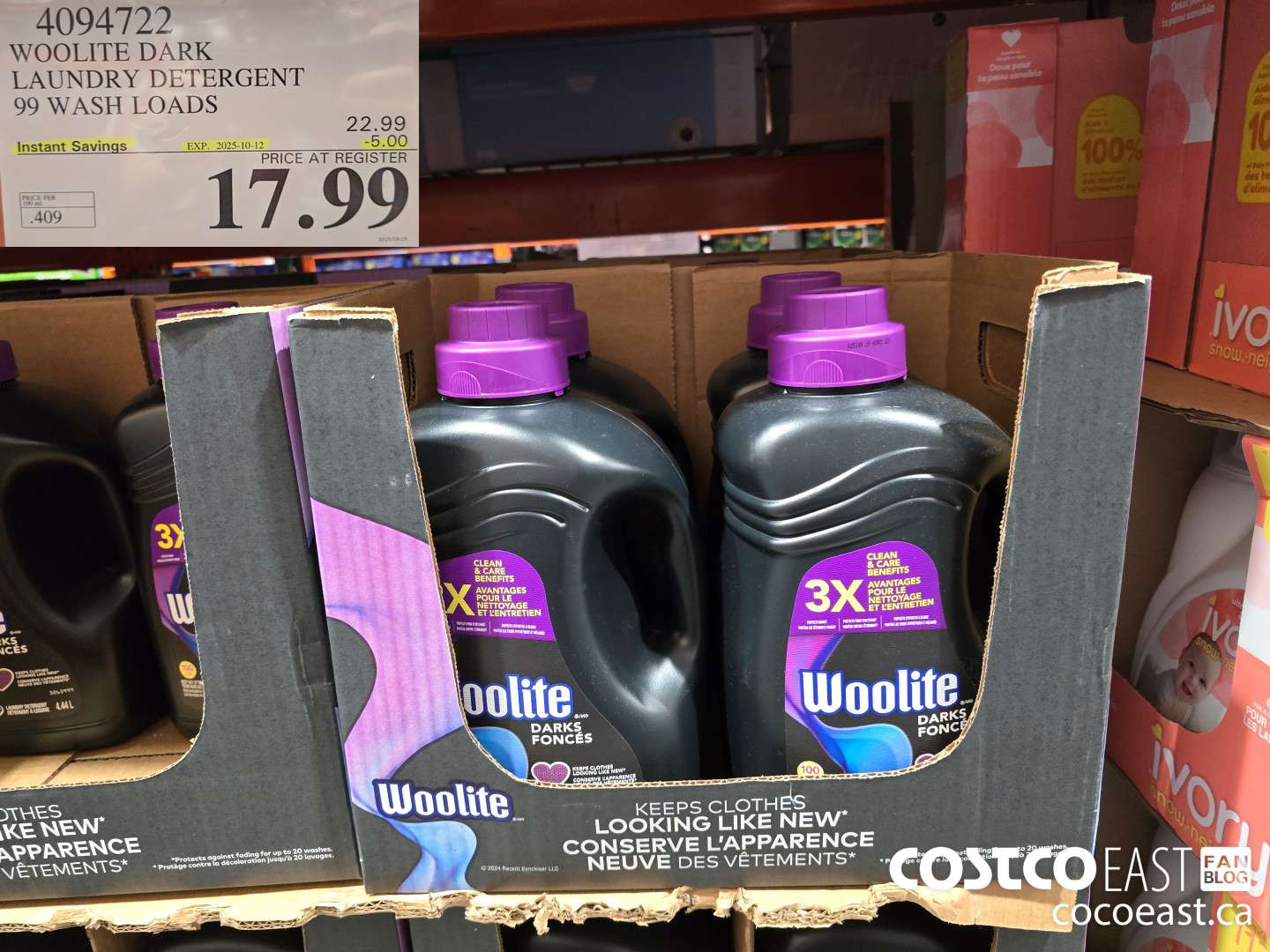 4094722 WOOLITE DARK LAUNDRY DETERGENT 99 wash loads ($5.00 INSTANT SAVINGS EXPIRES ON 2025-10-12) $17.99