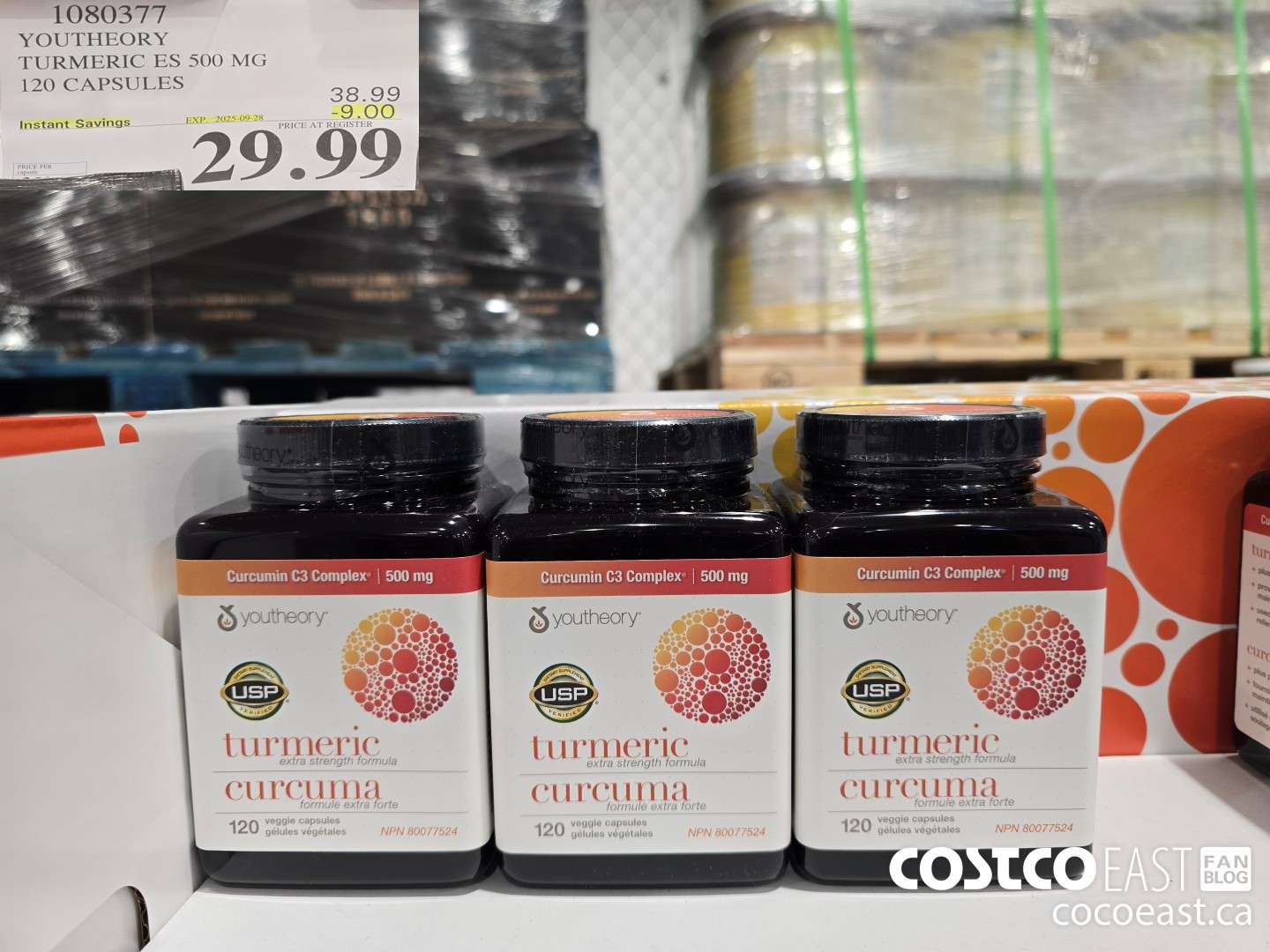 1080377 YOUTHEORY TUMERIC ES 120 VEGGIE CAPSULES ($9.00 INSTANT SAVINGS EXPIRES ON 2025-09-28) $29.99