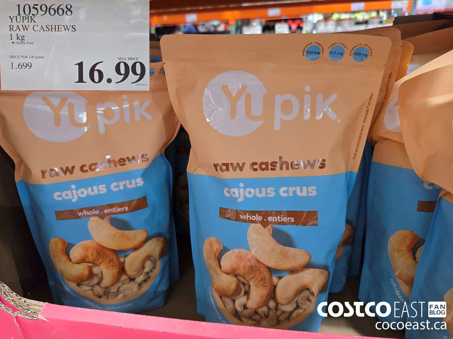 1059668 YUPIK RAW CASHEWS 1 KG $16.99