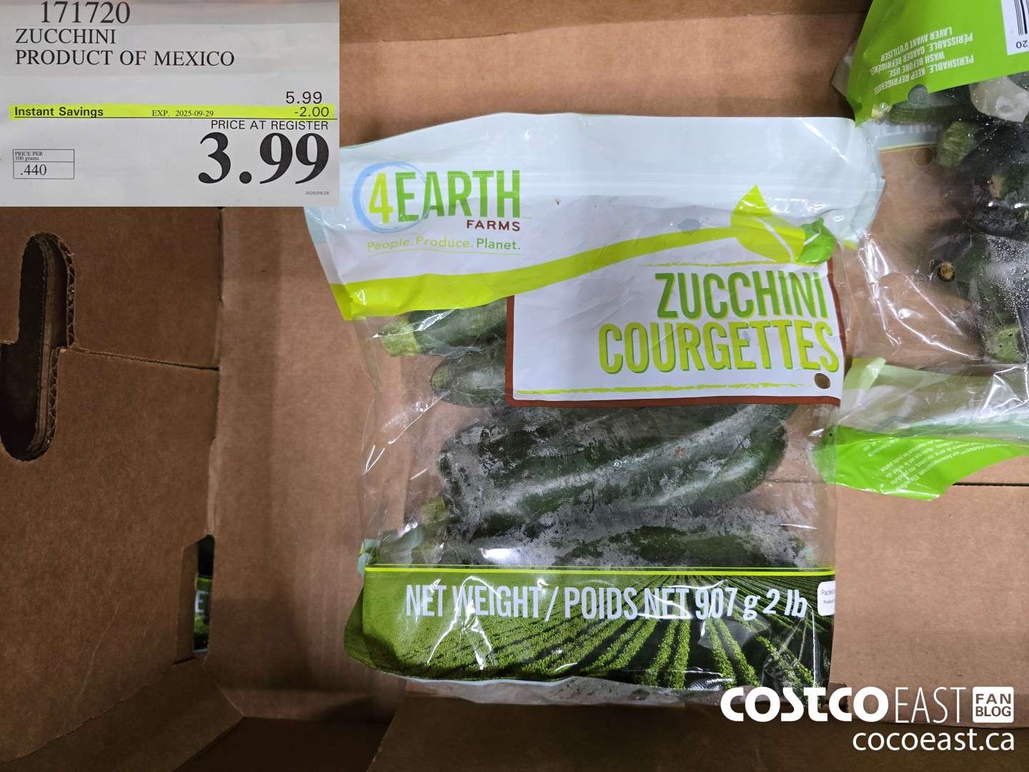 171720 ZUCCHINI PRODUCT OF MEXICO ($2.00 INSTANT SAVINGS EXPIRES ON 2025-09-29) $3.99