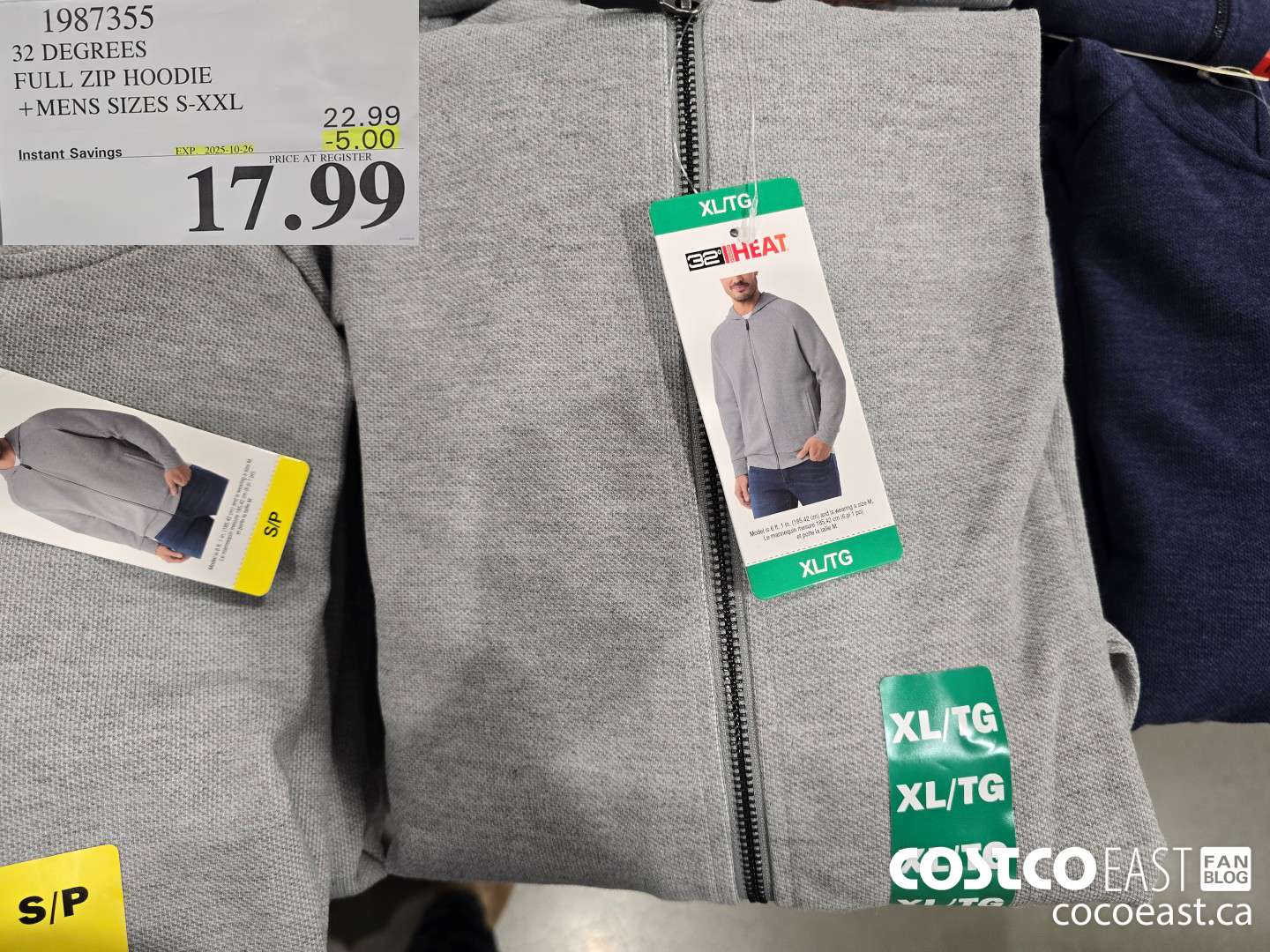 1987355 32 DEGREES FULL ZIP HOODIE +MENS SIZES S-XXL ($5.00 INSTANT SAVINGS EXPIRES ON 2025-10-26) $17.99