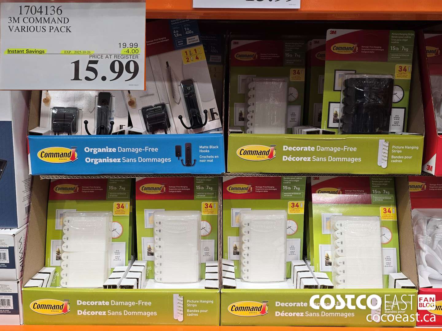 1704136 3M COMMAND VARIOUS PACK ($4.00 INSTANT SAVINGS EXPIRES ON 2025-10-26) $15.99