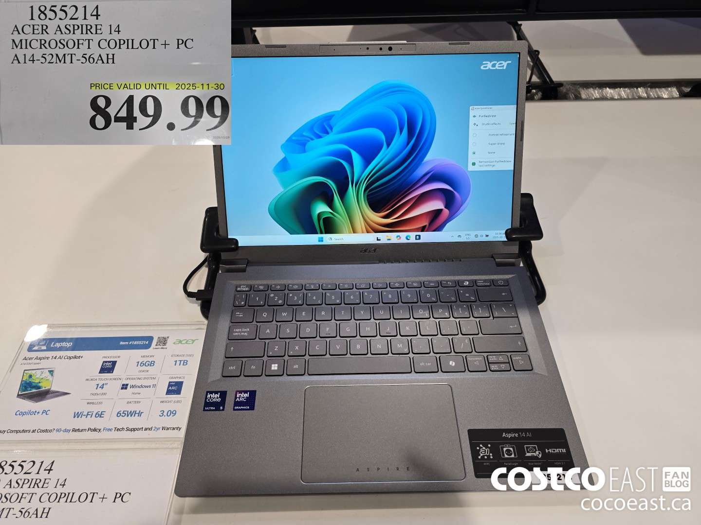 1855214 ACER ASPIRE 14 MICROSOFT COPILOT+ PC A14-52MT-56AH $849.99