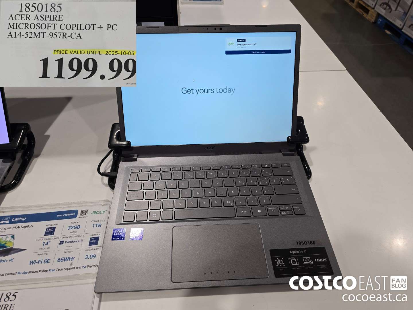 1850185 ACER ASPIRE MICROSOFT COPILOT+ PC A14-52MT-957R-CA $1199.99