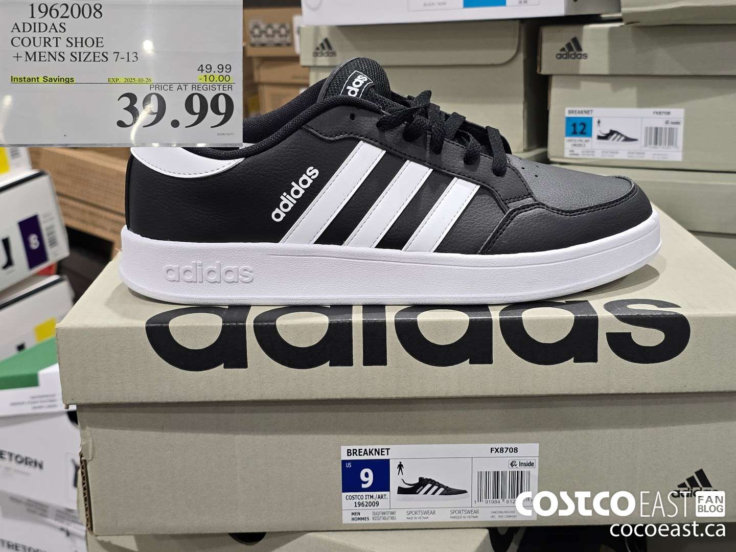 1962008 ADIDAS COURT SHOE +MENS SIZES 7-13 ($10.00 INSTANT SAVINGS EXPIRES ON 2025-10-26) $39.99