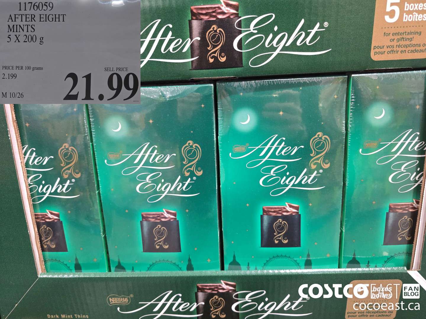 1176059 AFTER EIGHT MINTS 5 x 200 g $21.99