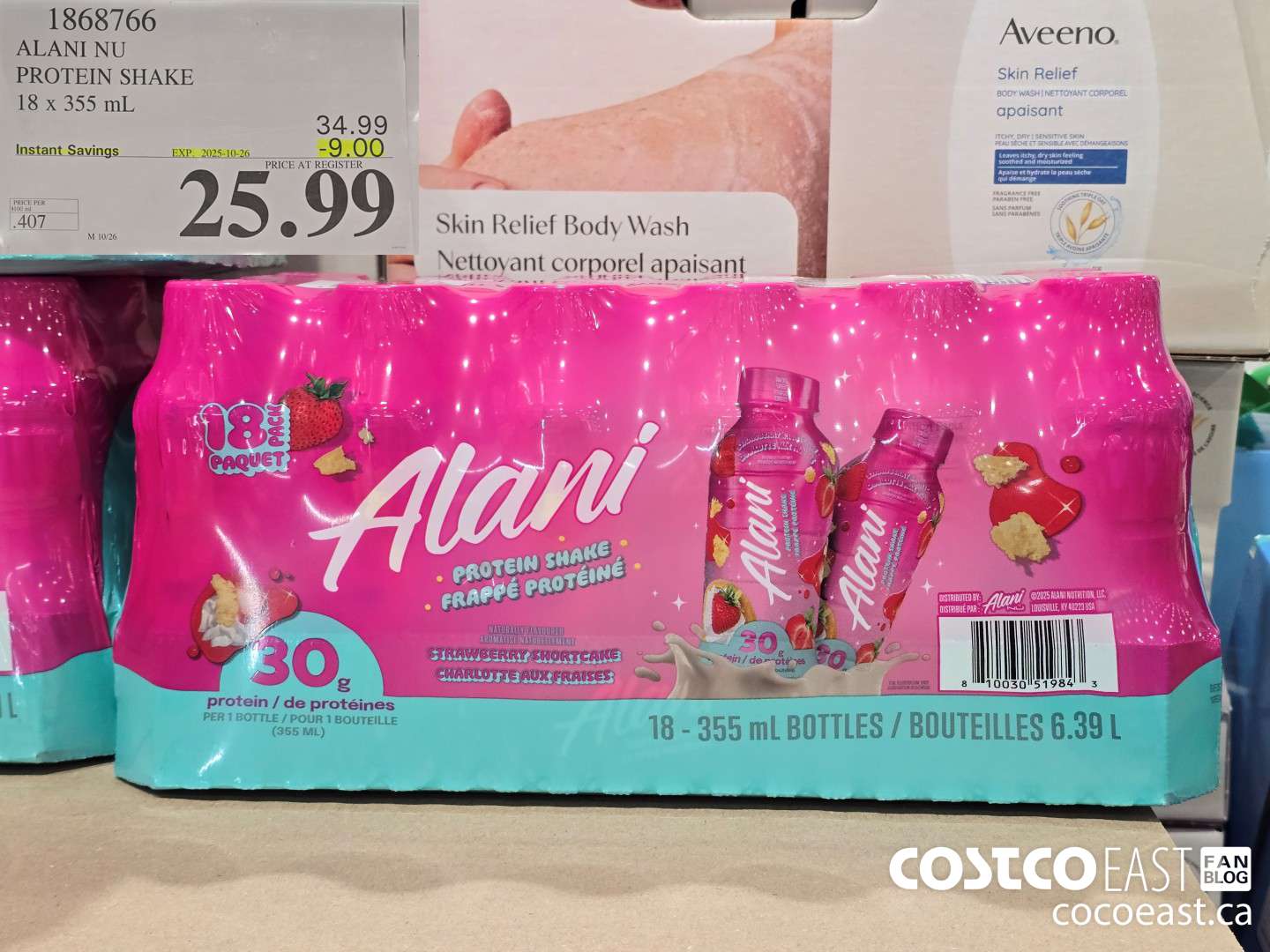 1868766 ALANI NU PROTEIN SHAKE 18 X 355 ML ($9.00 INSTANT SAVINGS EXPIRES ON 2025-10-26) $25.99