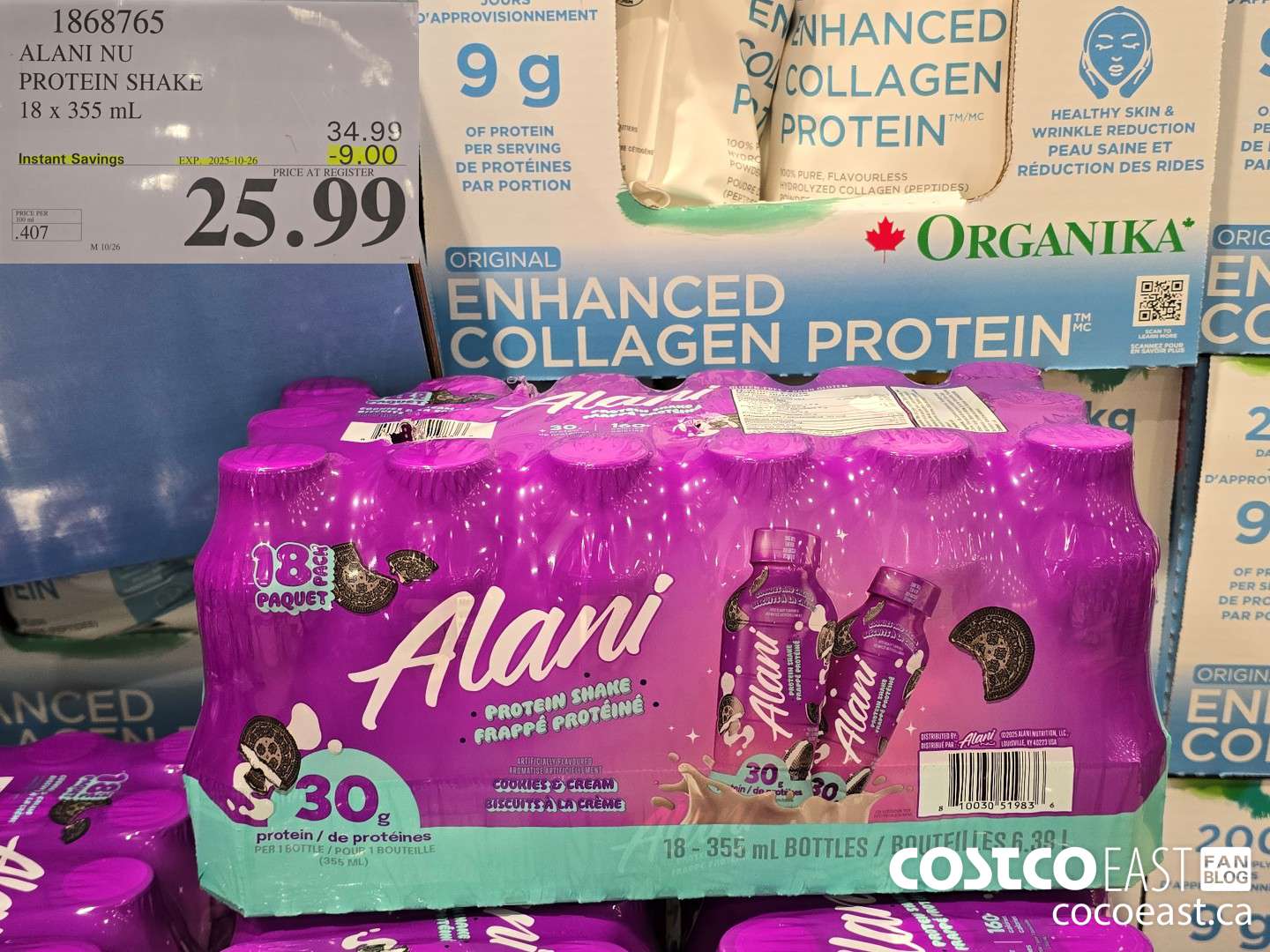1868765 ALANI NU PROTEIN SHAKE 18 X 355 mL ($9.00 INSTANT SAVINGS EXPIRES ON 2025-10-26) $25.99
