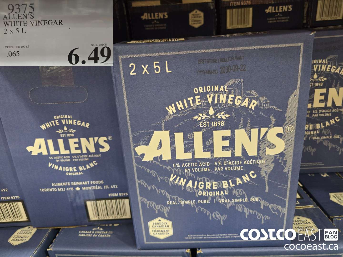 9375 ALLEN'S WHITE VINEGAR 2 X 5 L $6.49