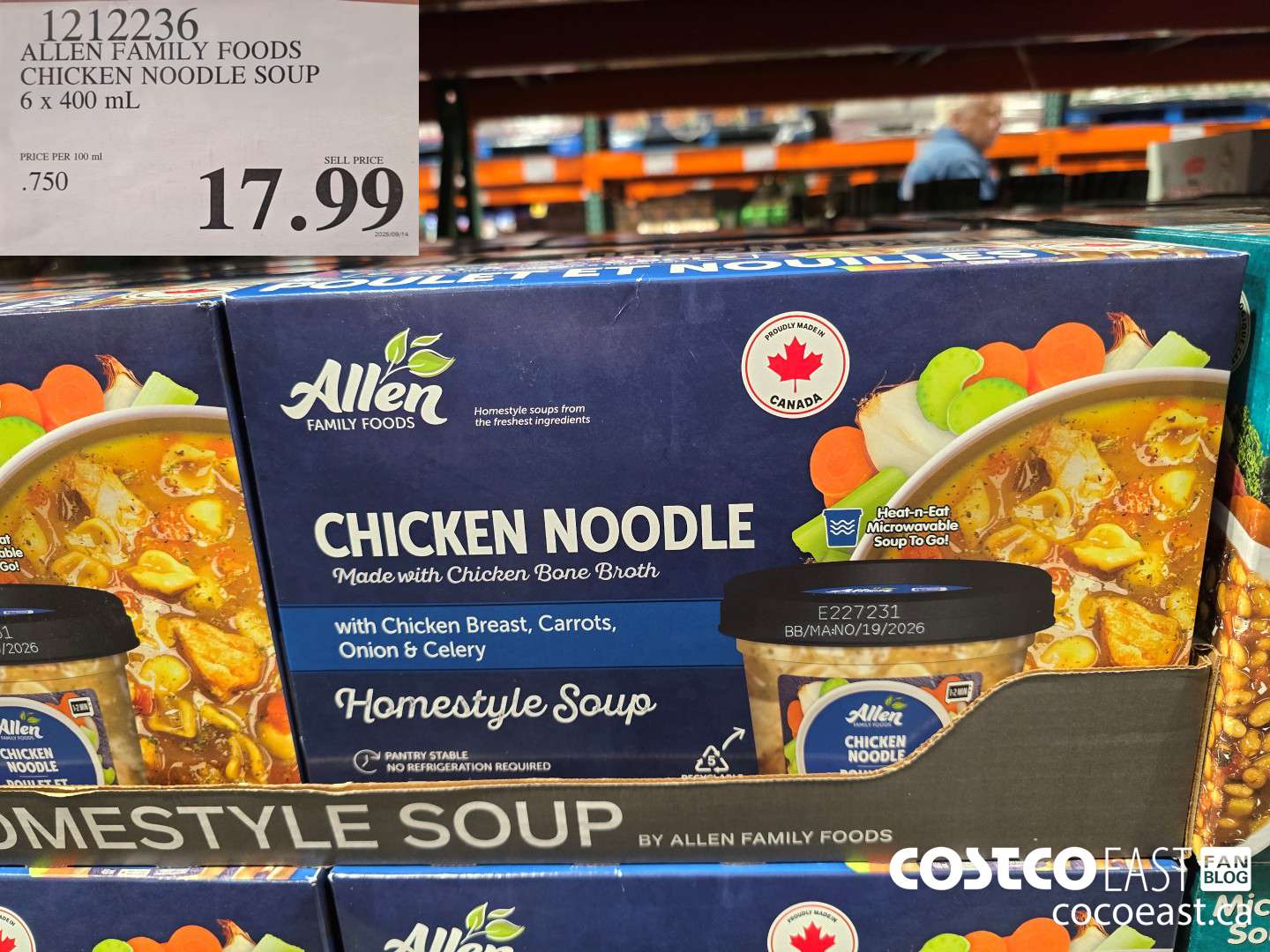 1212236 ALLEN FAMILY FOODS CHICKEN NOODLE SOUP 6 x 400 mL $17.99