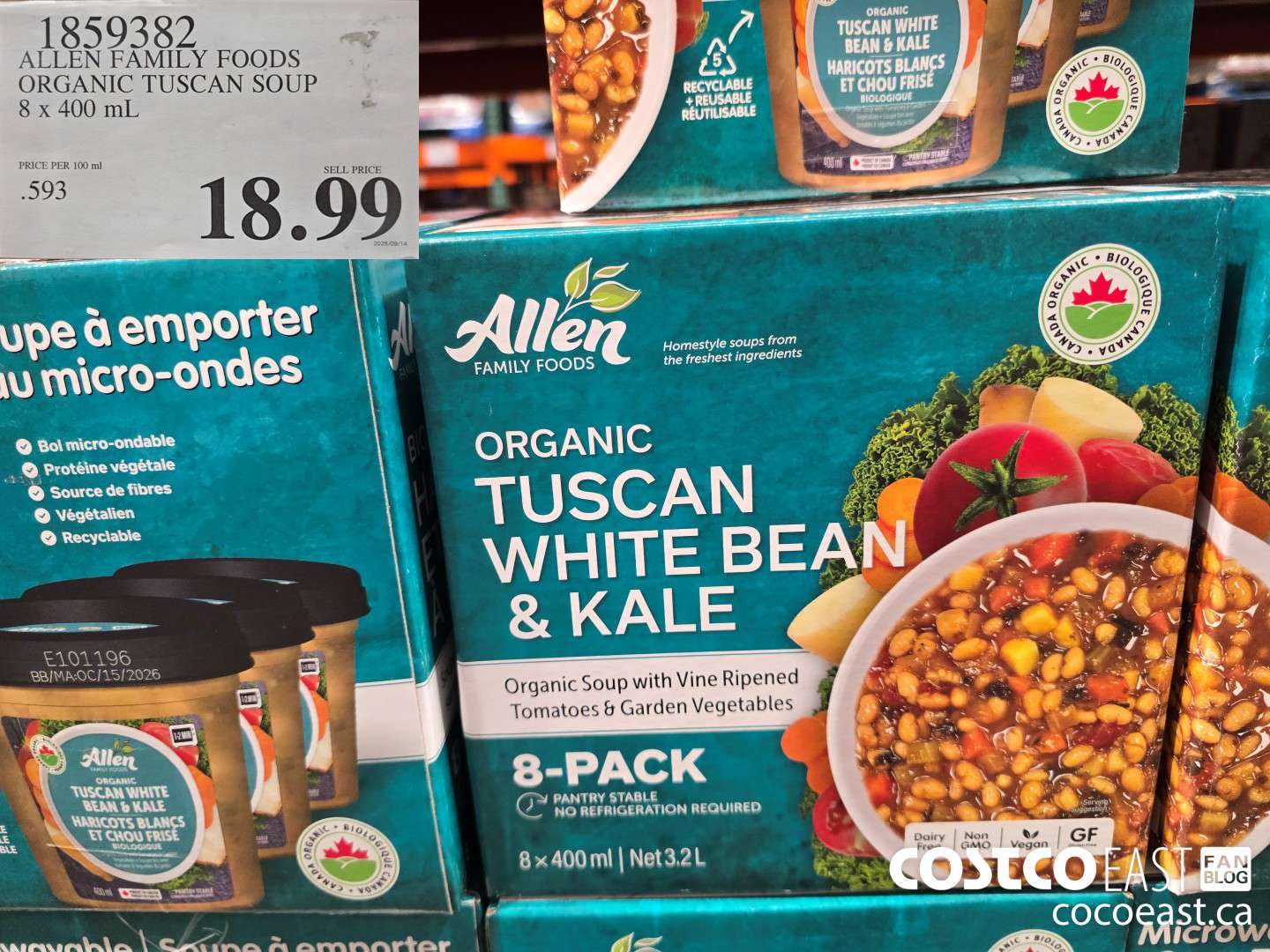 1859382 ALLEN FAMILY FOODS ORGANIC TUSCAN SOUP 8 x 400 mL $18.99