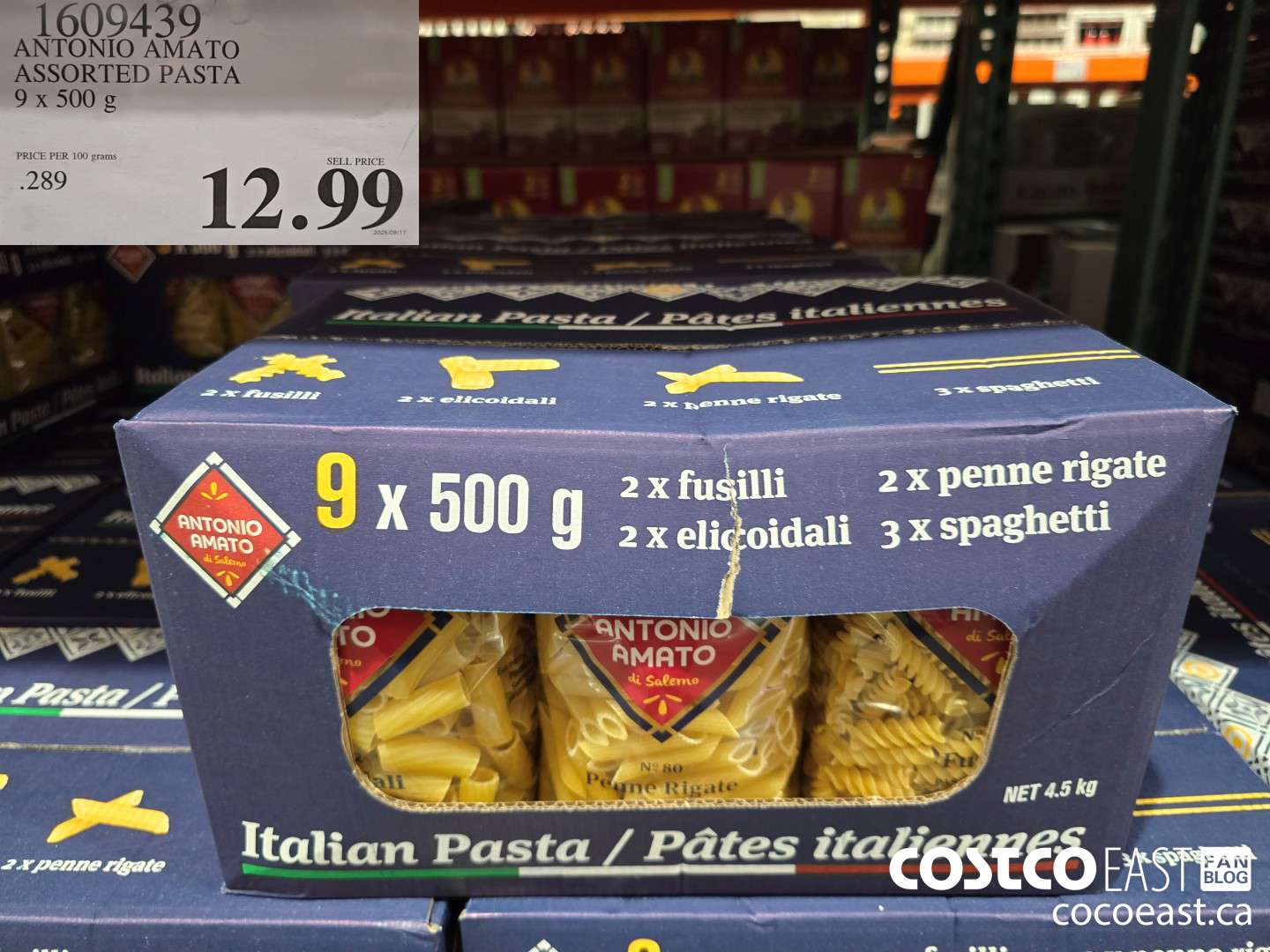 1609439 ANTONIO AMATO ASSORTED PASTA 9 x 500 g $12.99