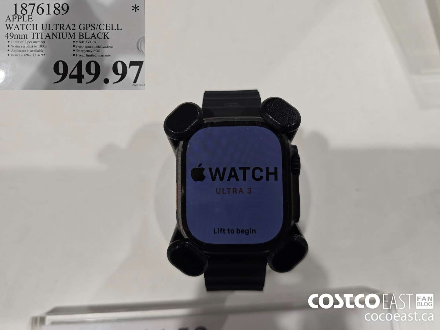 1876189 APPLE WATCH ULTRA2 GPS/CELL 49mm TITANIUM BLACK $949.97