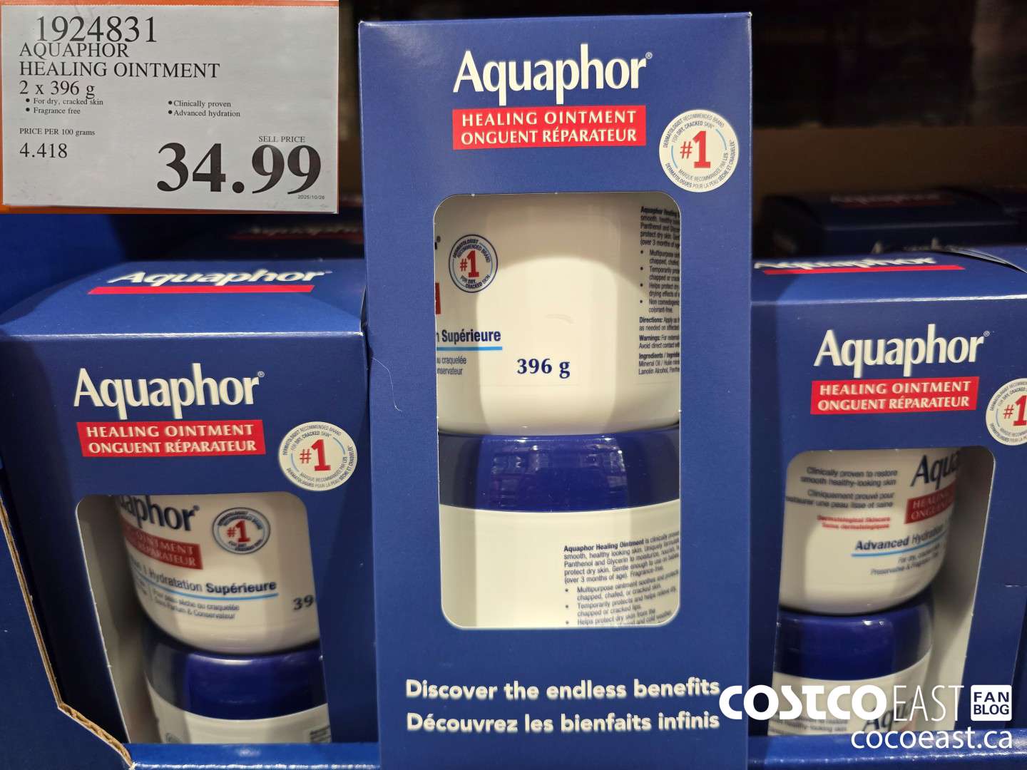 1924831 AQUAPHOR HEALING OINTMENT 2 X 396 G $34.99