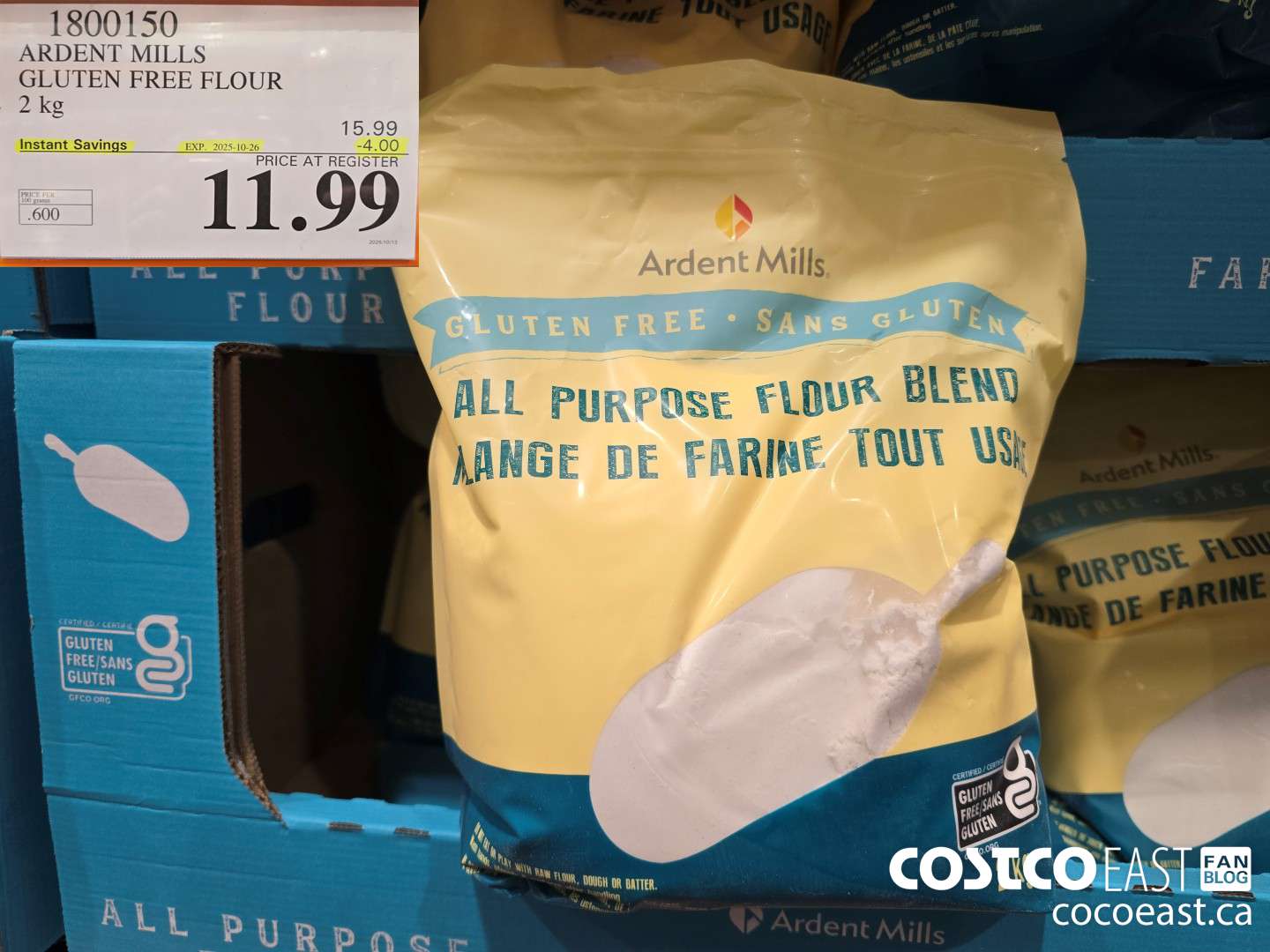 1800150 ARDENT MILLS GLUTEN FREE FLOUR 2 kg ($4.00 INSTANT SAVINGS EXPIRES ON 2025-10-26) $11.99